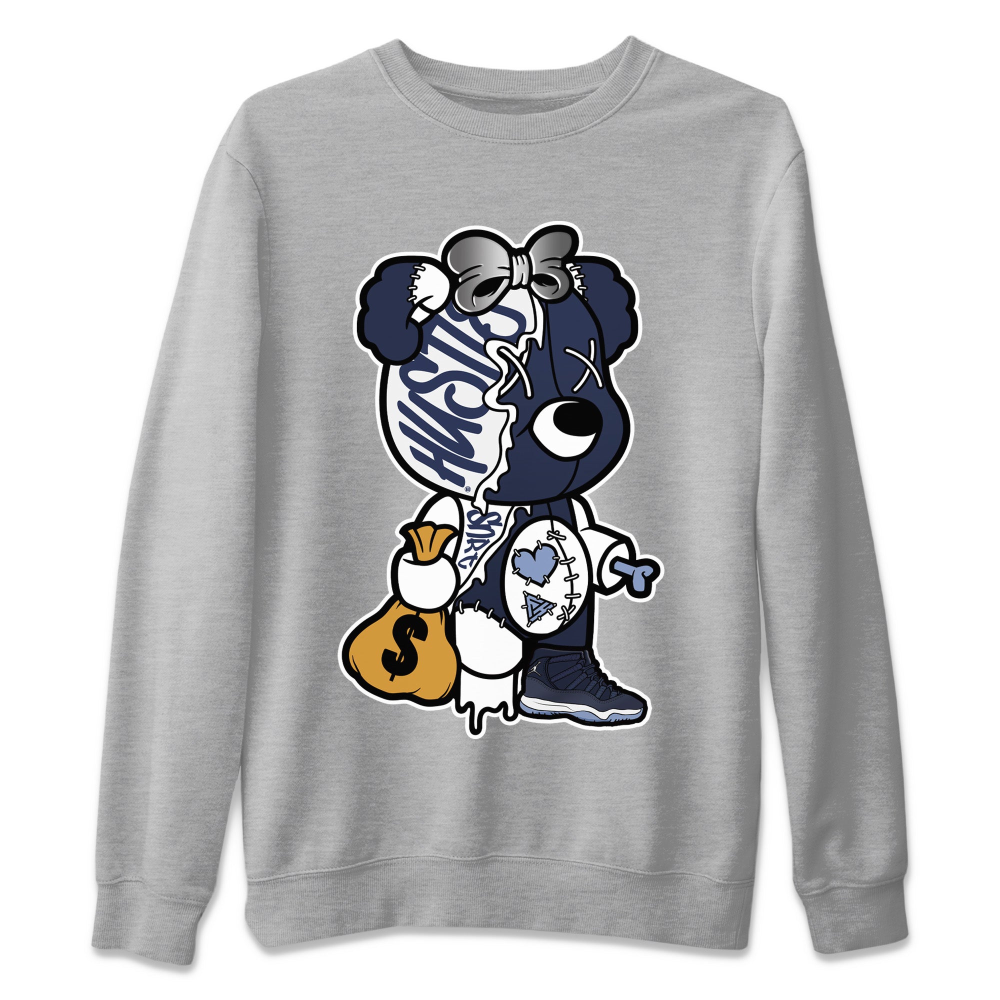 Stitched Hustle Bear Unisex Tops - Air Jordan 11 Midnight Navy