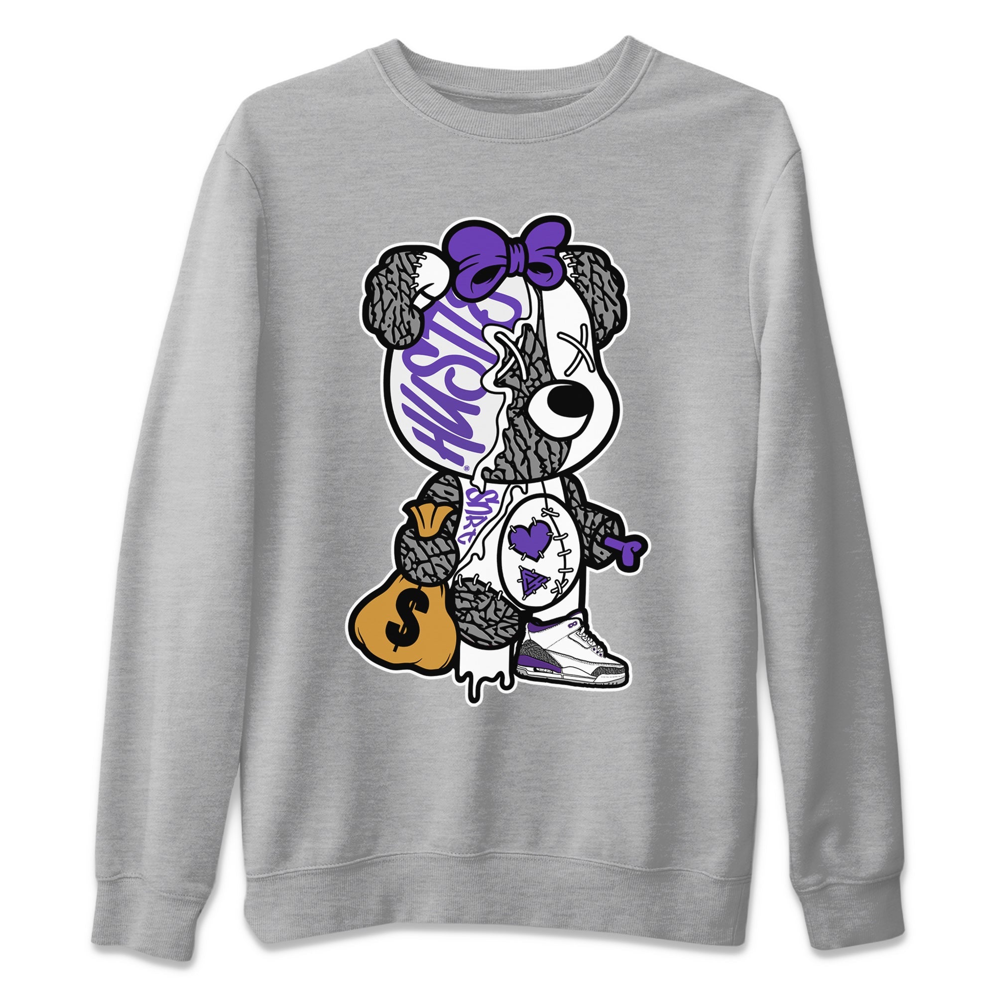 Stitched Hustle Bear Unisex Tops - Air Jordan 3 Dark Iris