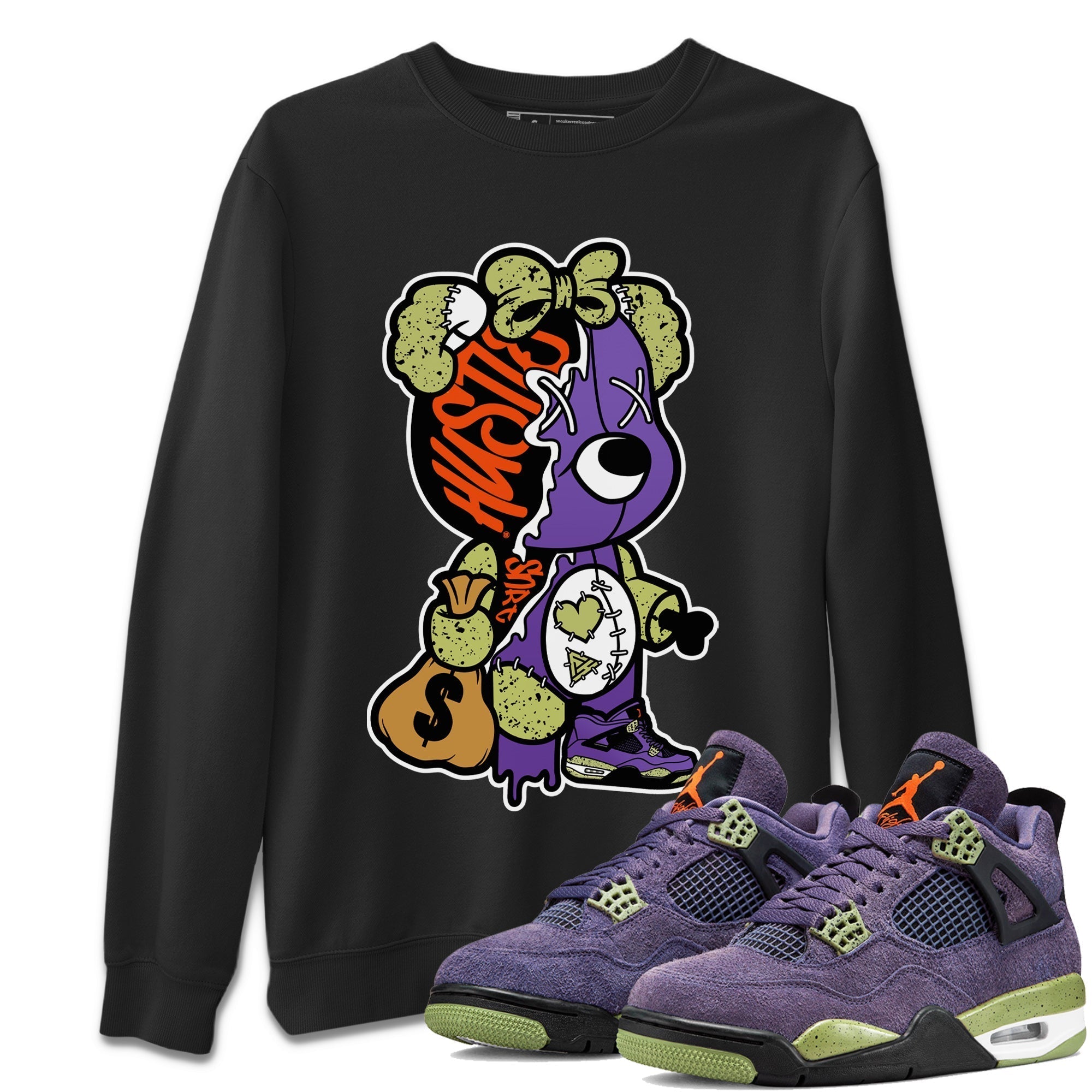Stitched Hustle Bear Unisex Tops - Air Jordan 4 Canyon Purple