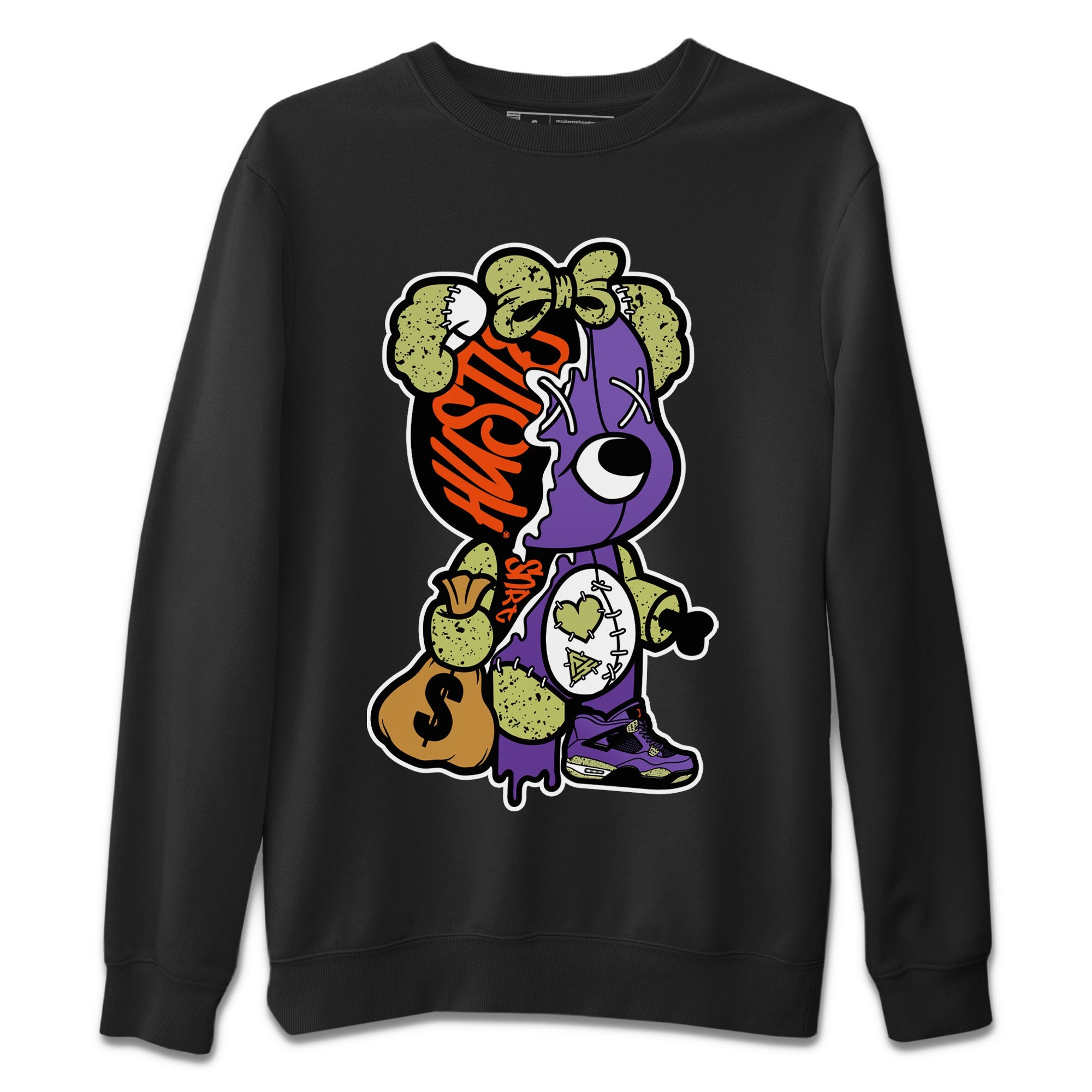 Stitched Hustle Bear Unisex Tops - Air Jordan 4 Canyon Purple