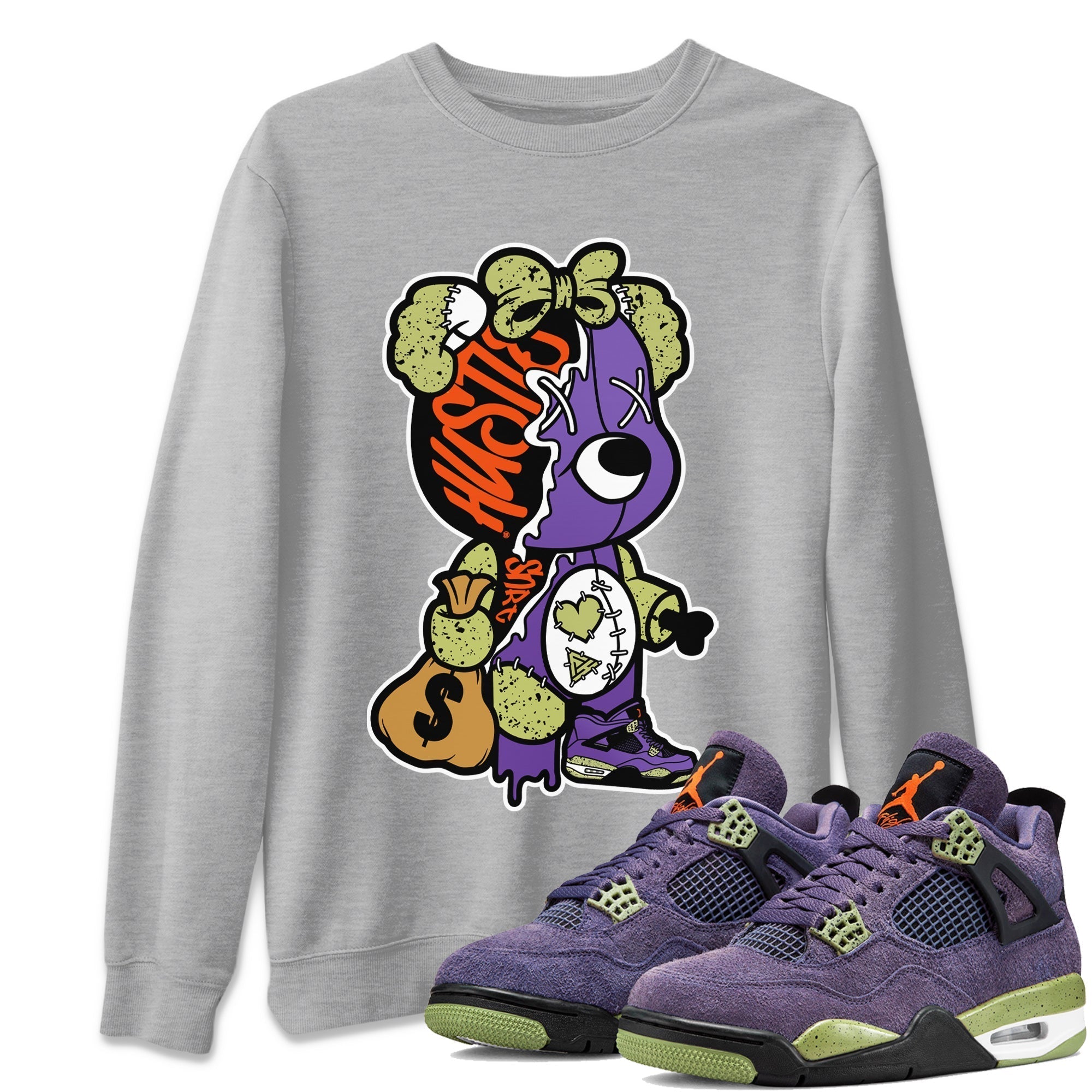 Stitched Hustle Bear Unisex Tops - Air Jordan 4 Canyon Purple