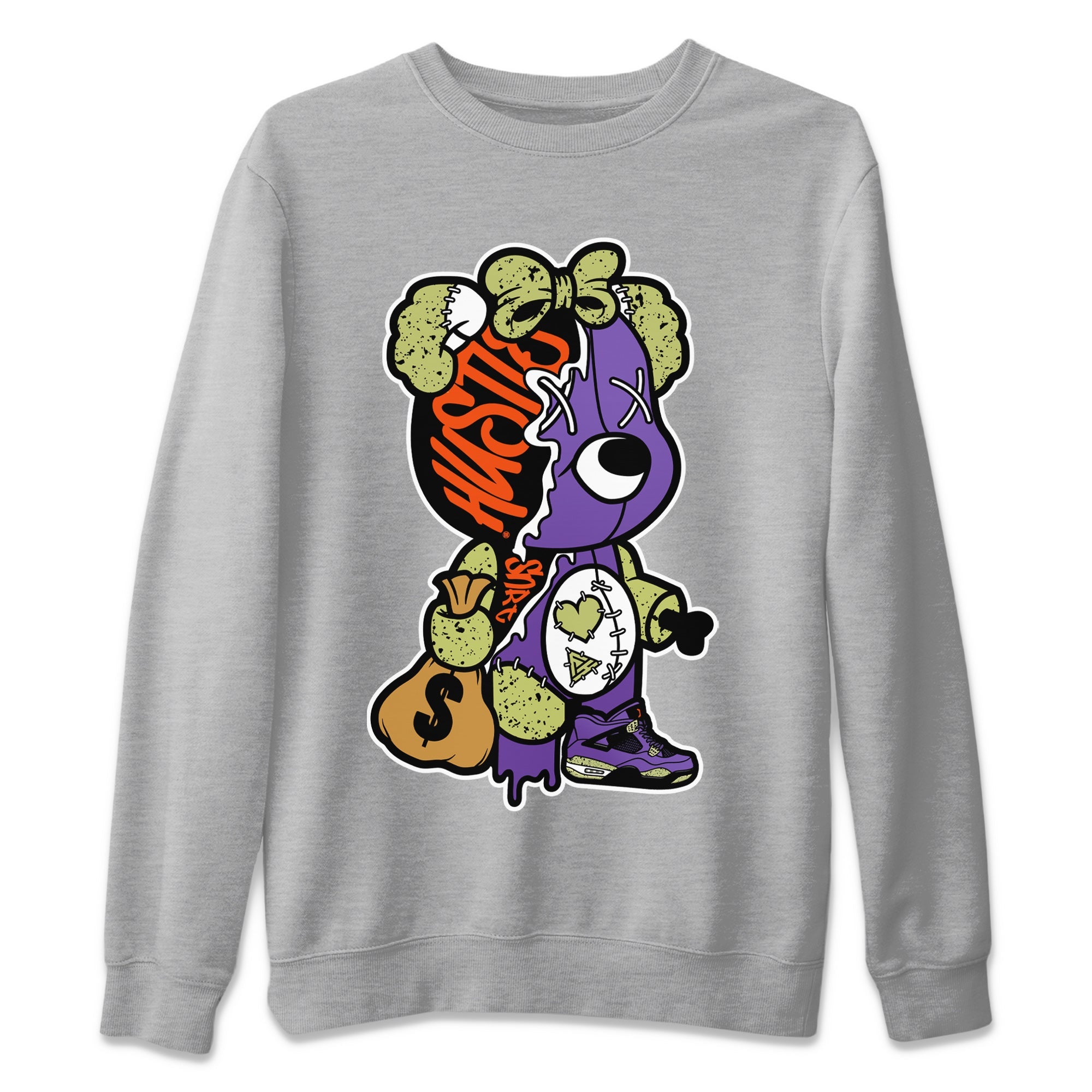 Stitched Hustle Bear Unisex Tops - Air Jordan 4 Canyon Purple