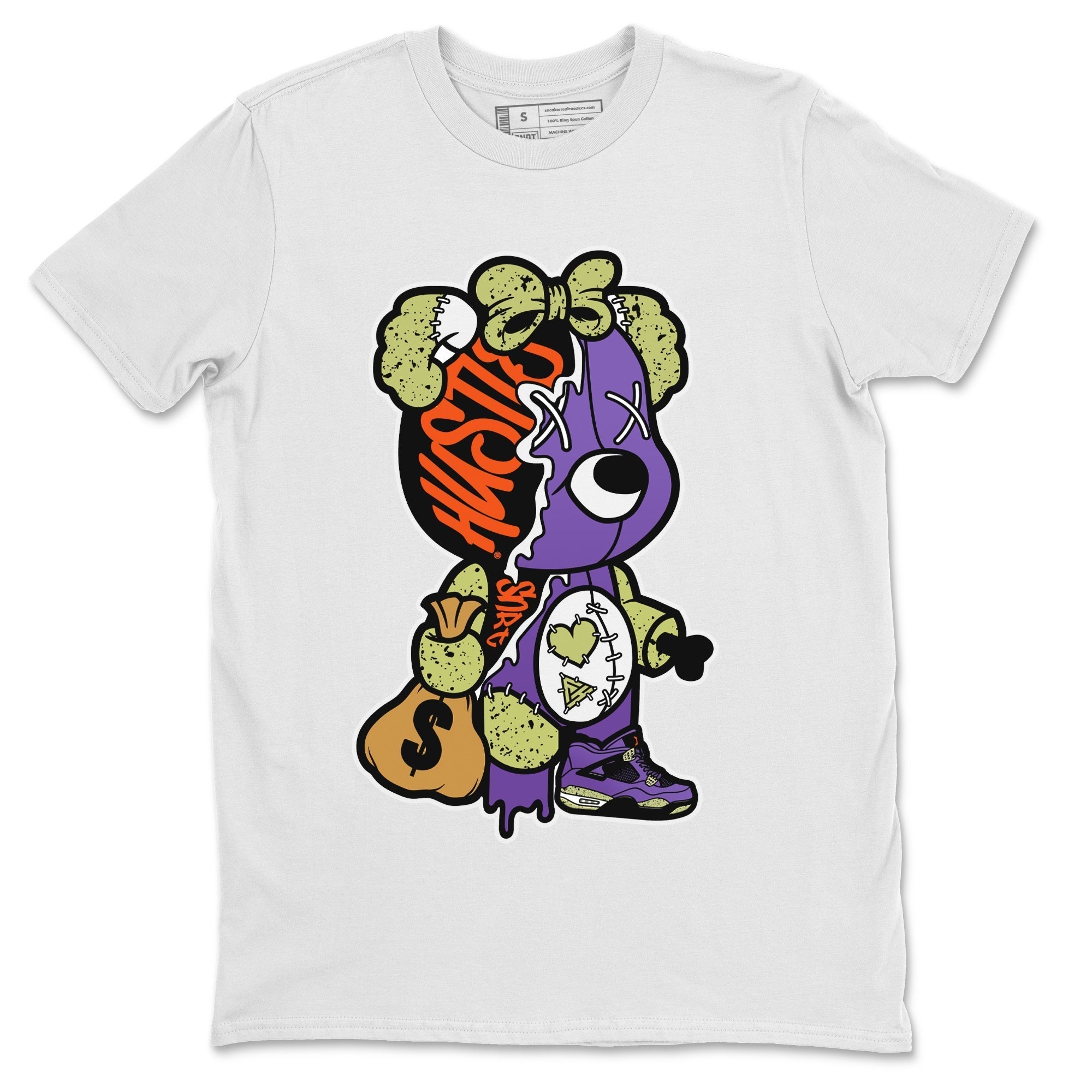Stitched Hustle Bear Unisex Tops - Air Jordan 4 Canyon Purple