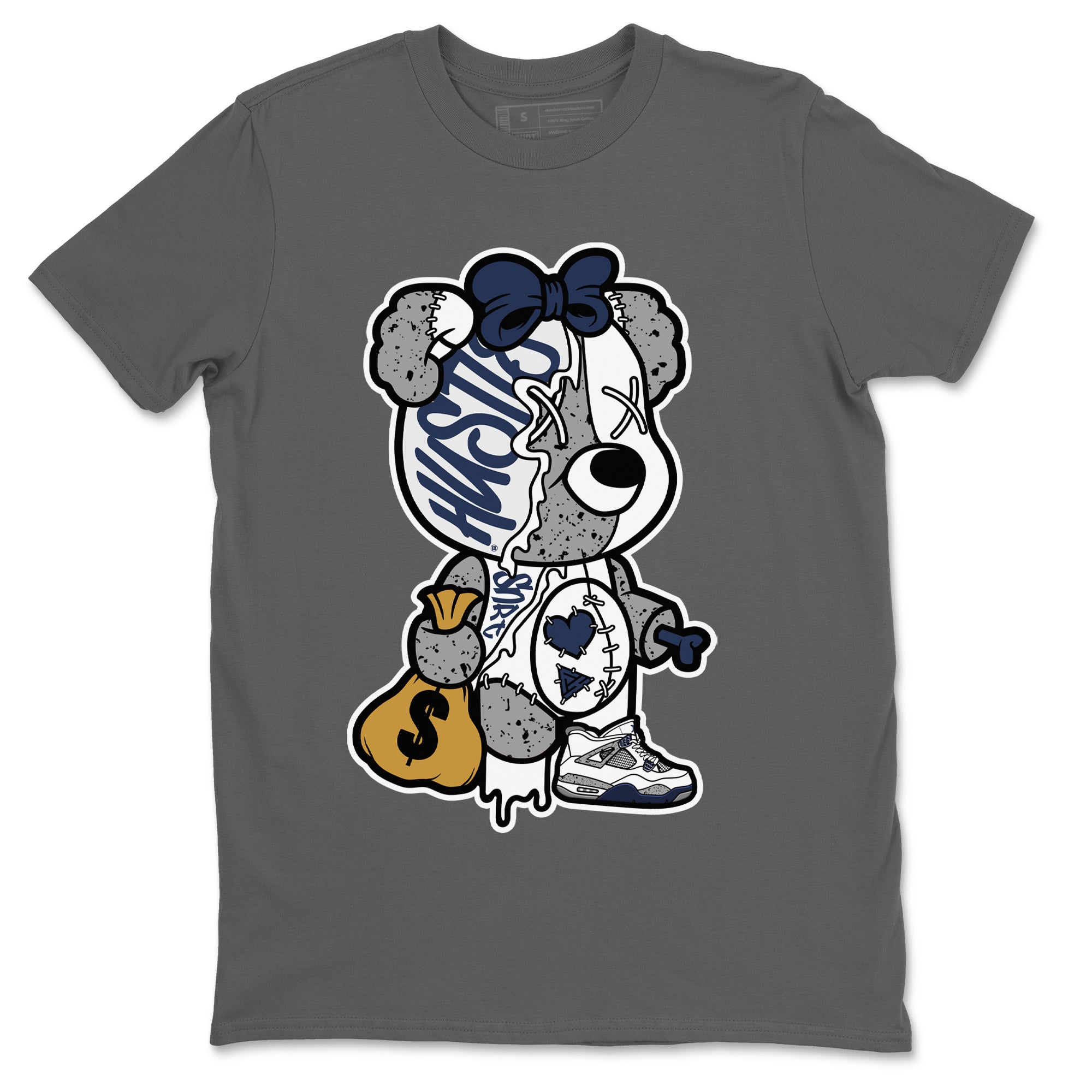 Stitched Hustle Bear Unisex Tops - Air Jordan 4 Midnight Navy