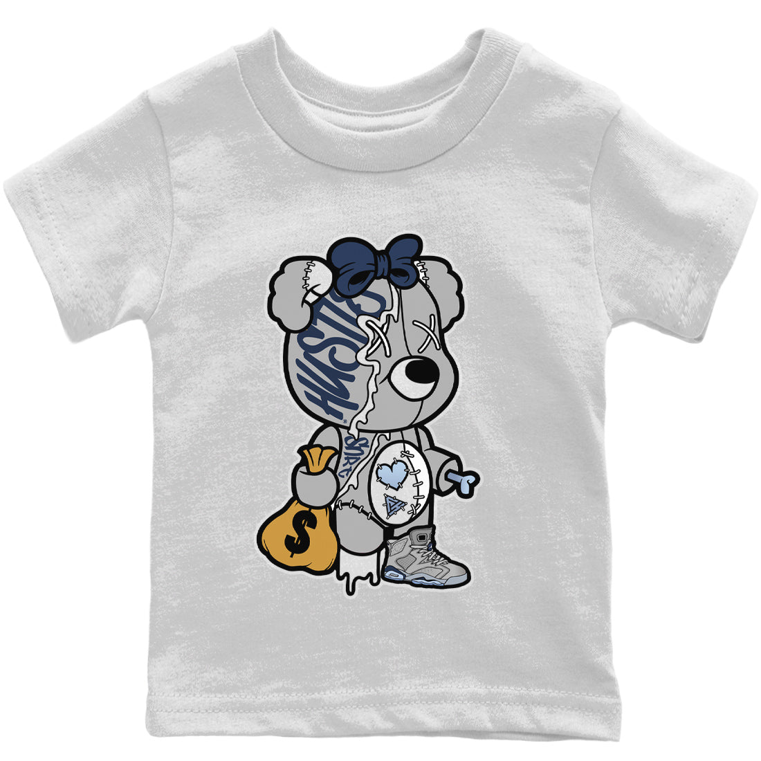 Stitched Hustle Bear Kids Tops - Air Jordan 6 Georgetown