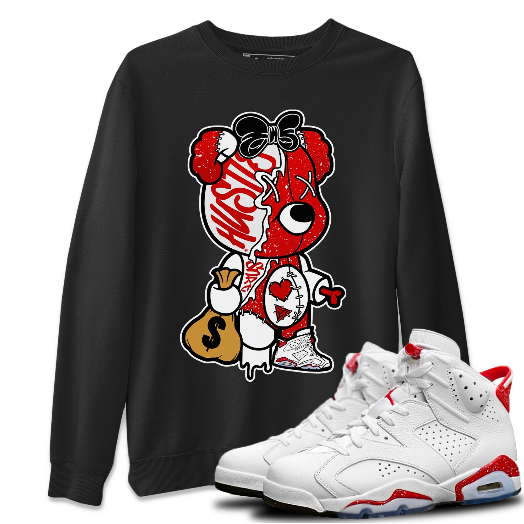 Stitched Hustle Bear Unisex Tops - Air Jordan 6 Red Velvet Cookies