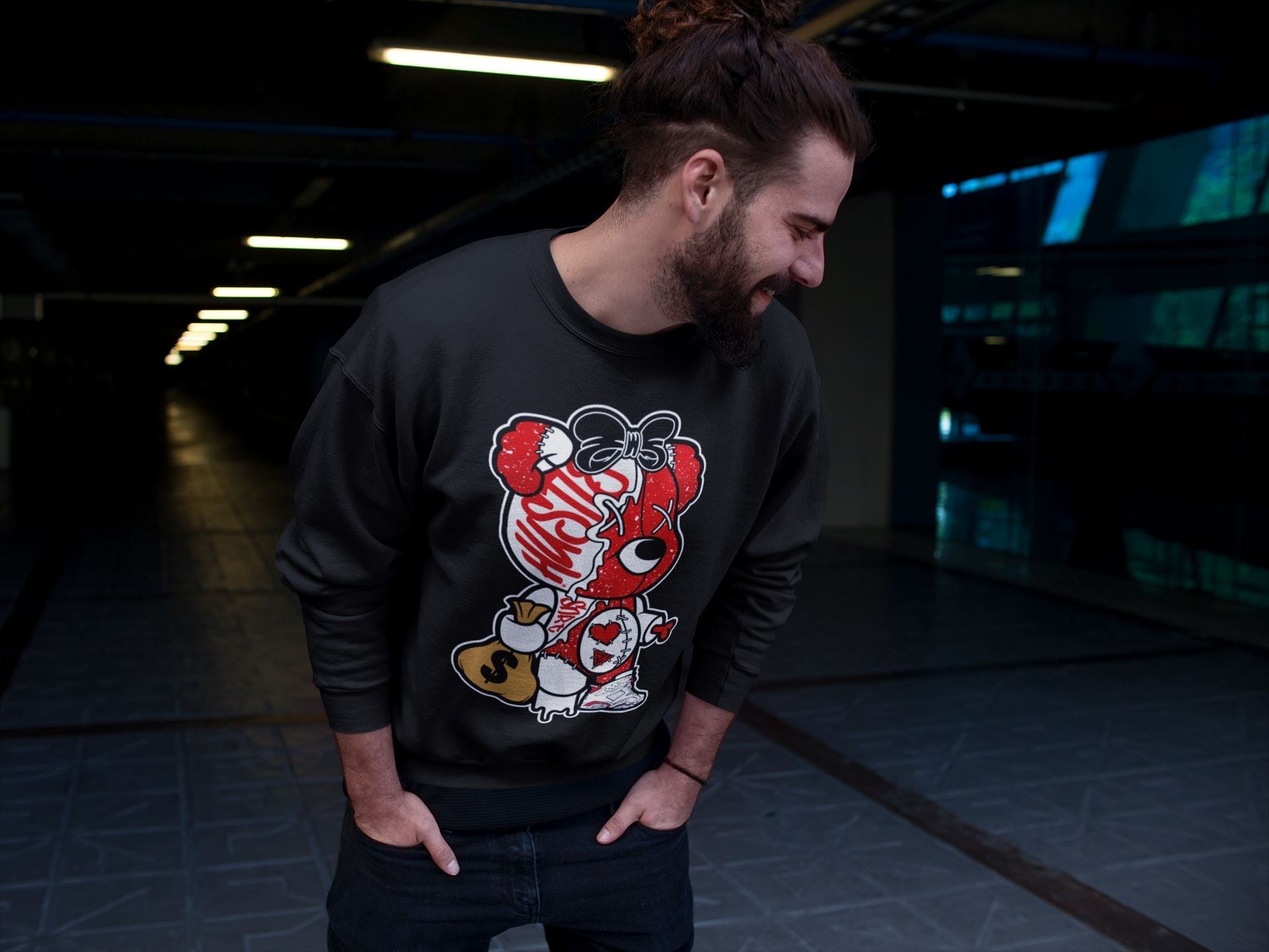 Stitched Hustle Bear Unisex Tops - Air Jordan 6 Red Velvet Cookies