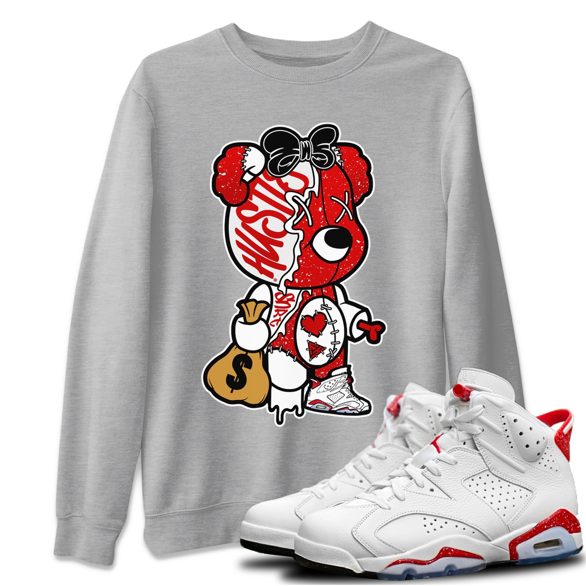 Stitched Hustle Bear Unisex Tops - Air Jordan 6 Red Velvet Cookies