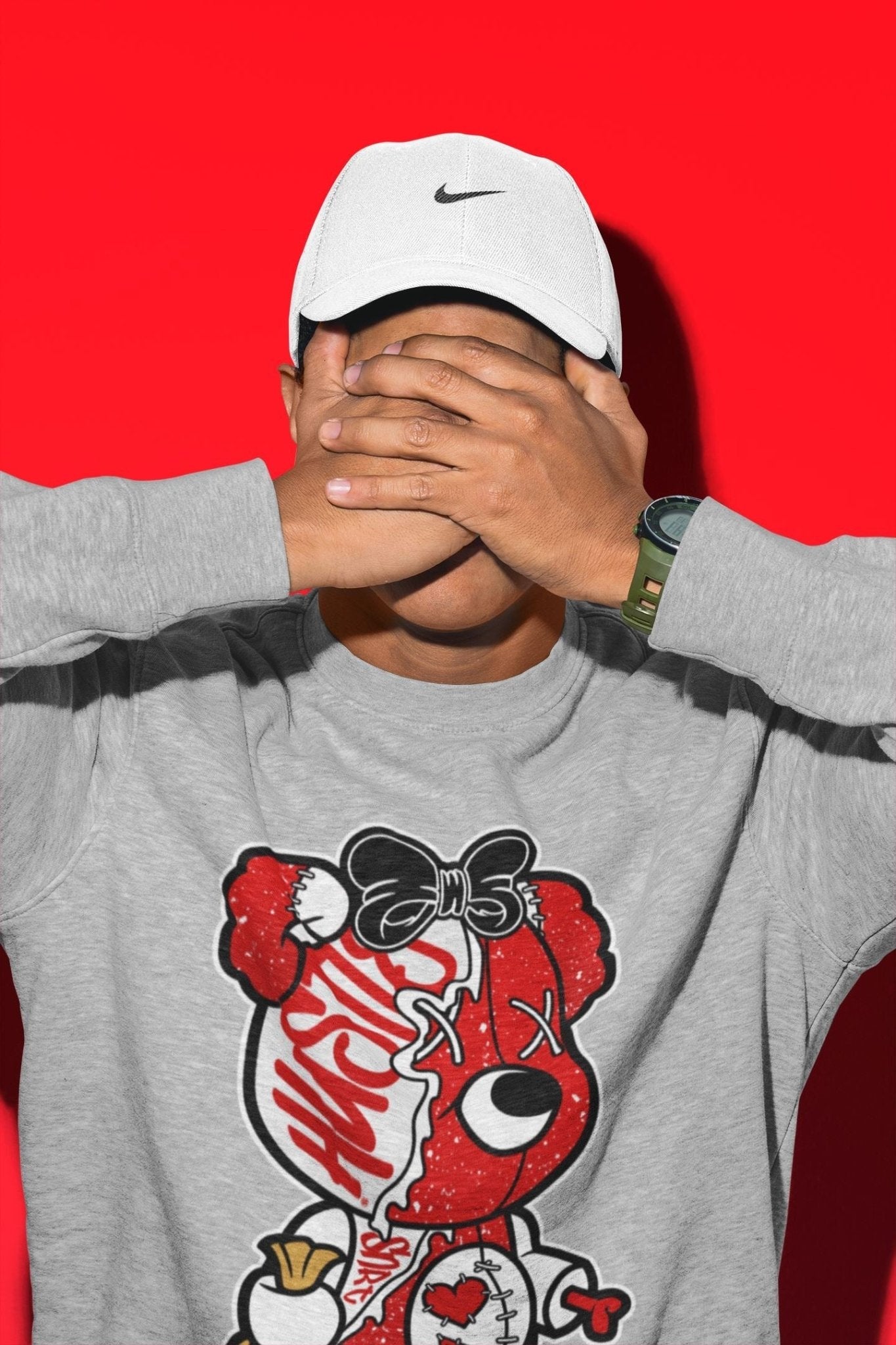 Stitched Hustle Bear Unisex Tops - Air Jordan 6 Red Velvet Cookies