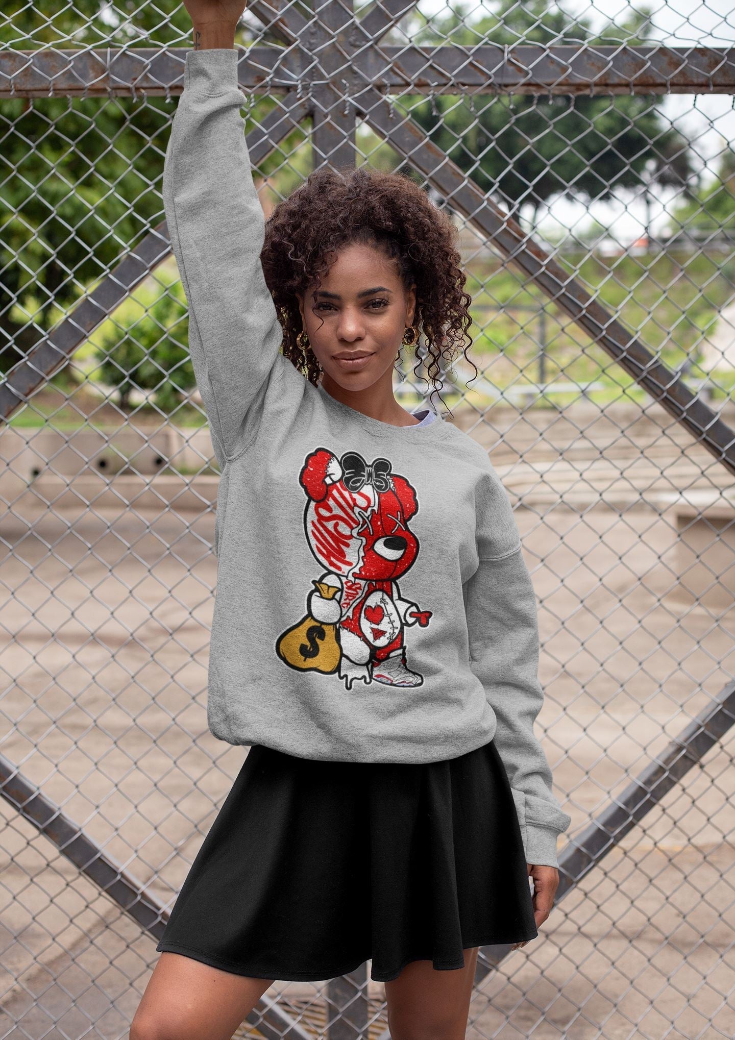 Stitched Hustle Bear Unisex Tops - Air Jordan 6 Red Velvet Cookies