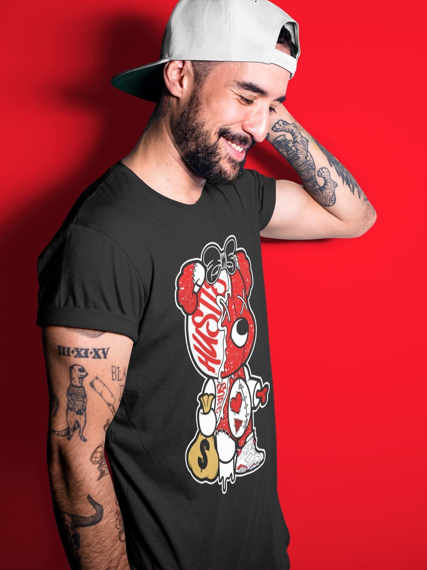 Stitched Hustle Bear Unisex Tops - Air Jordan 6 Red Velvet Cookies
