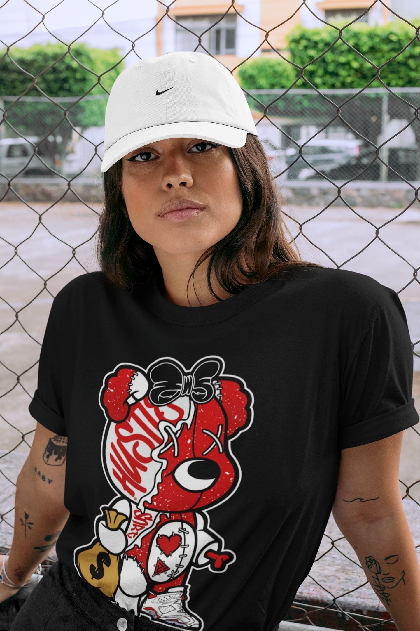 Stitched Hustle Bear Unisex Tops - Air Jordan 6 Red Velvet Cookies