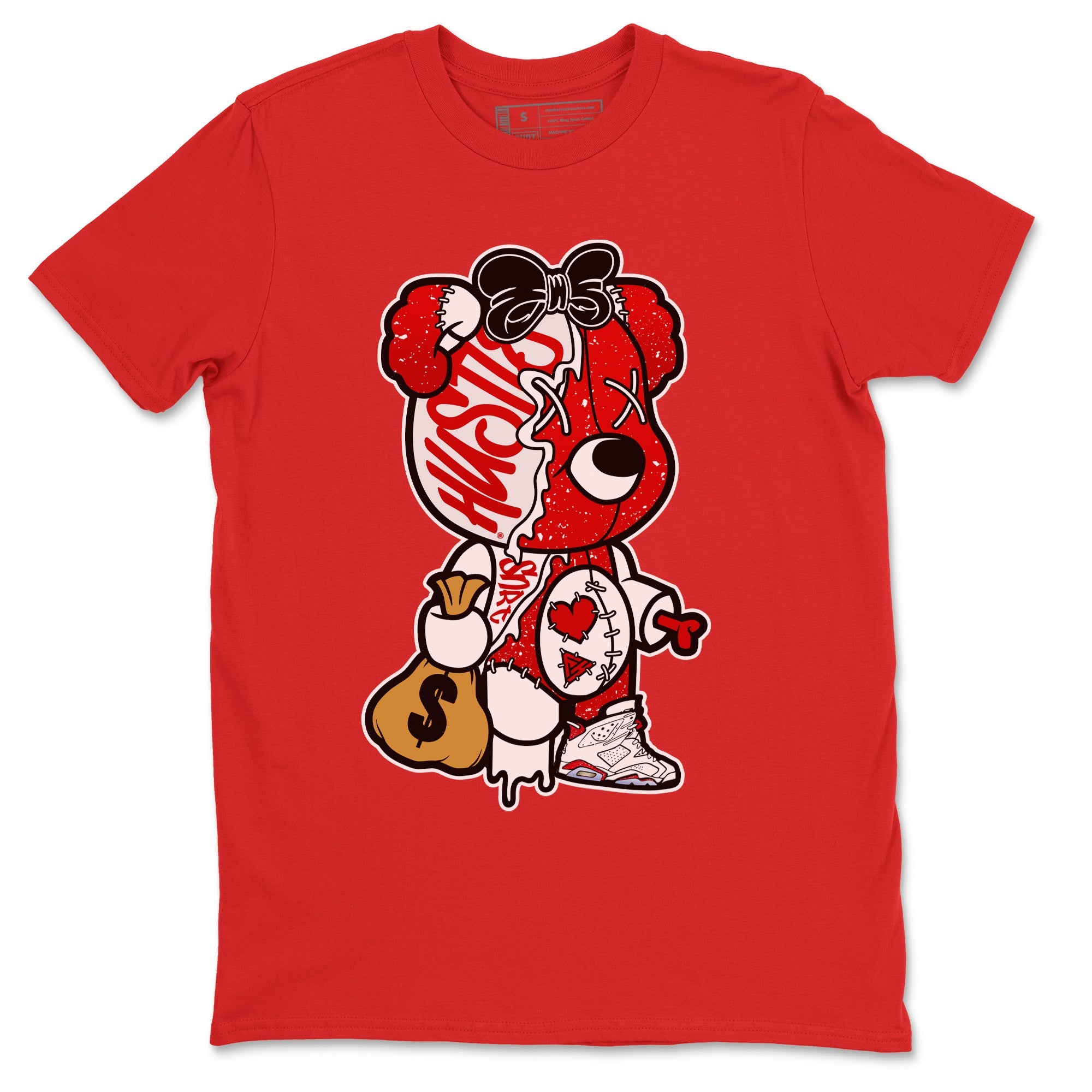 Stitched Hustle Bear Unisex Tops - Air Jordan 6 Red Velvet Cookies