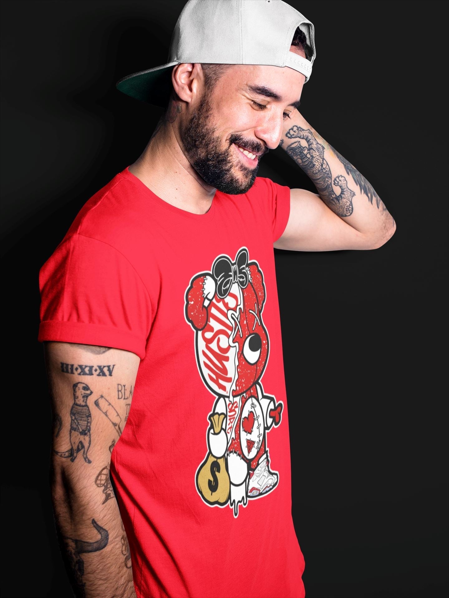 Stitched Hustle Bear Unisex Tops - Air Jordan 6 Red Velvet Cookies