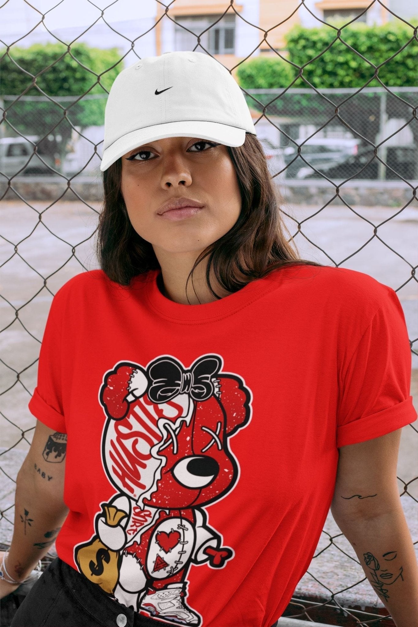 Stitched Hustle Bear Unisex Tops - Air Jordan 6 Red Velvet Cookies