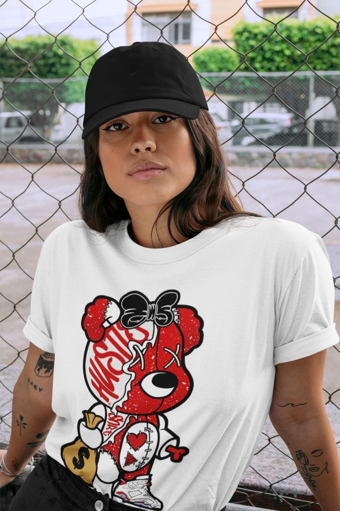 Stitched Hustle Bear Unisex Tops - Air Jordan 6 Red Velvet Cookies