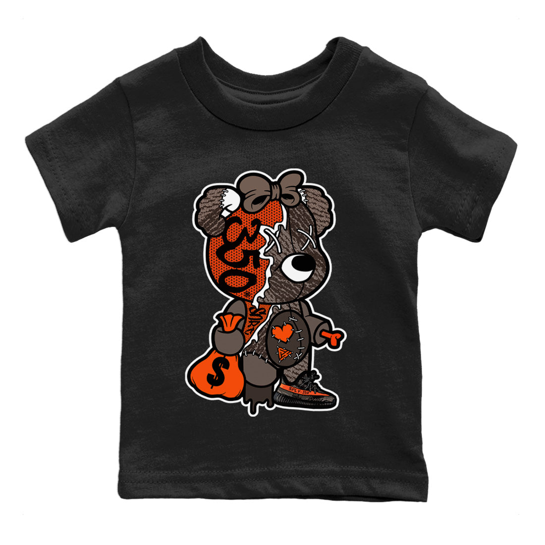 Stitched Hustle Bear Kids Tops - Yeezy 350 Carbon Beluga