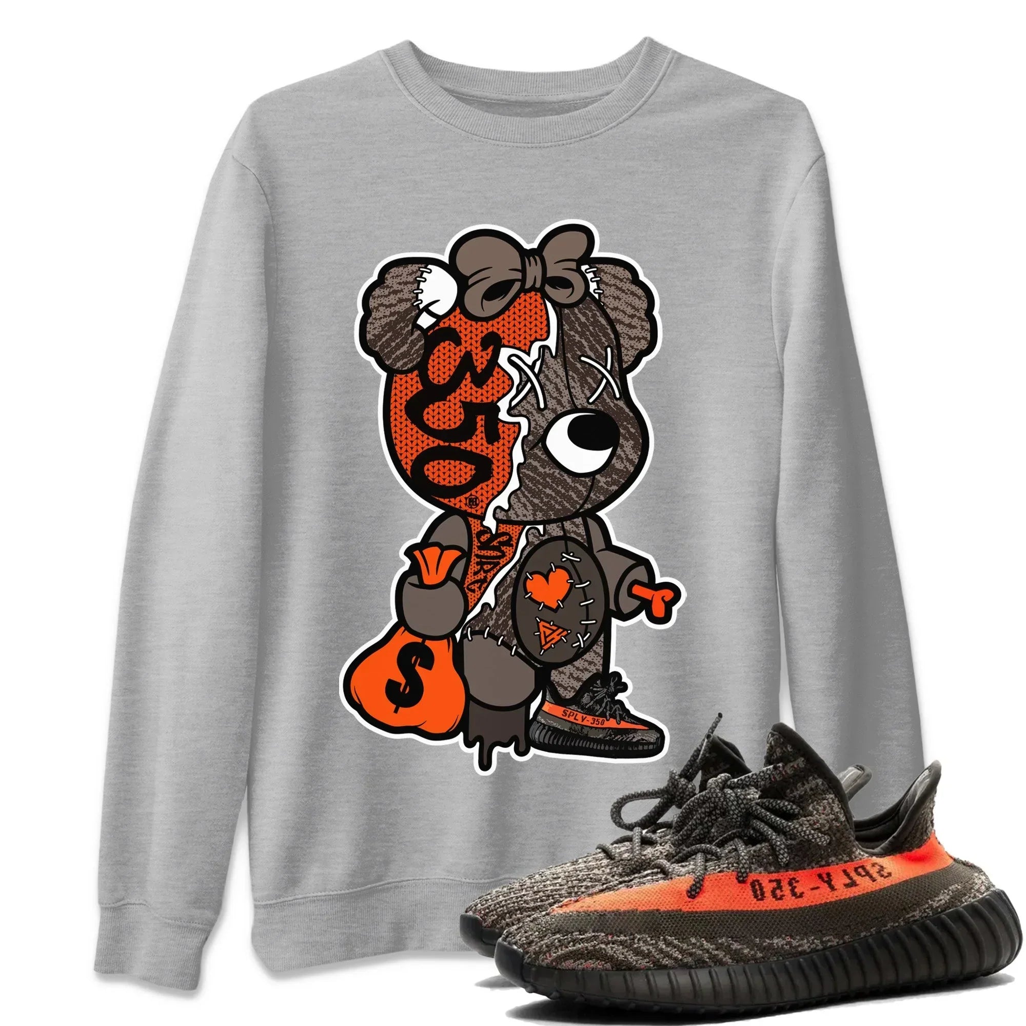 Stitched Hustle Bear Unisex Tops - Yeezy 350 Carbon Beluga