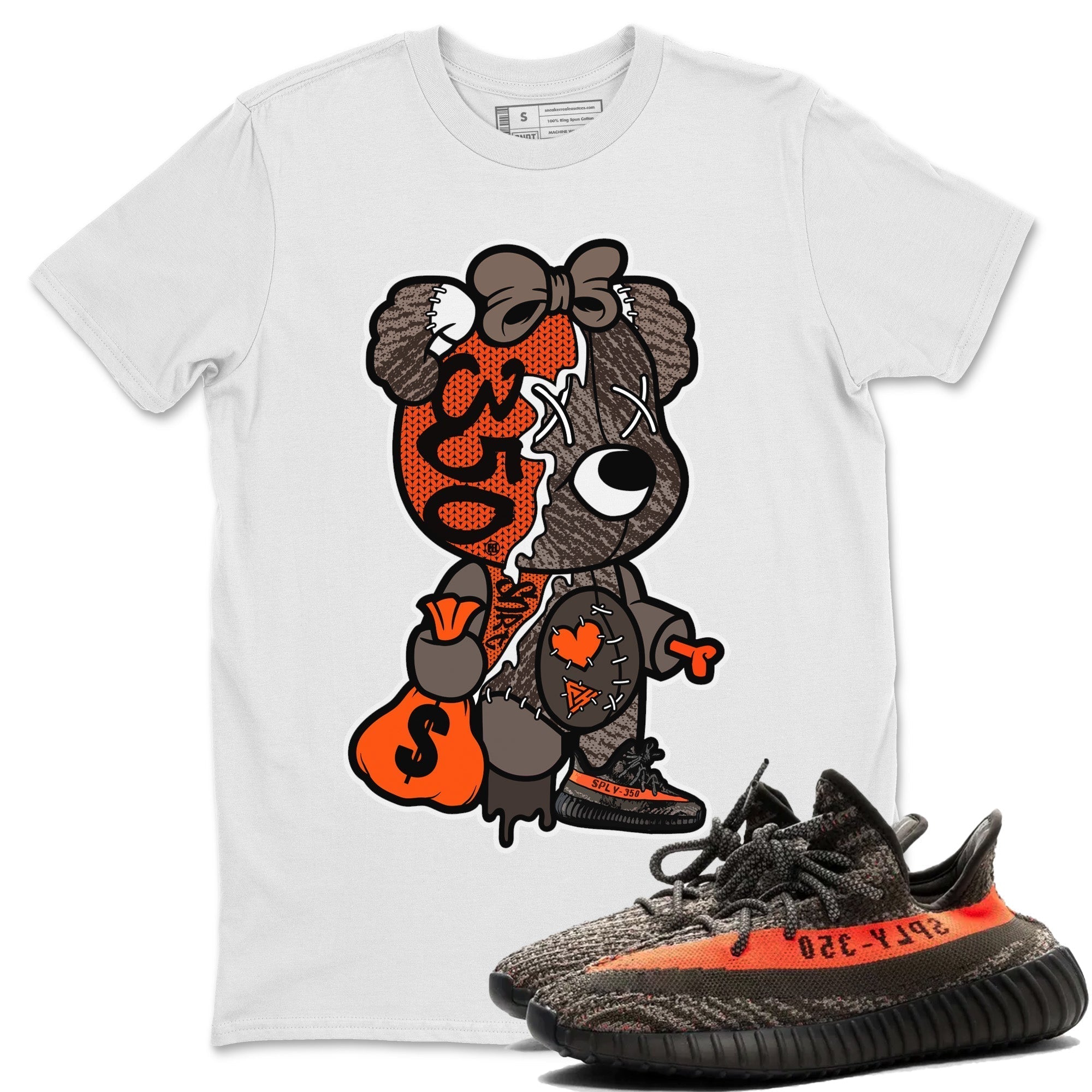 Stitched Hustle Bear Unisex Tops - Yeezy 350 Carbon Beluga