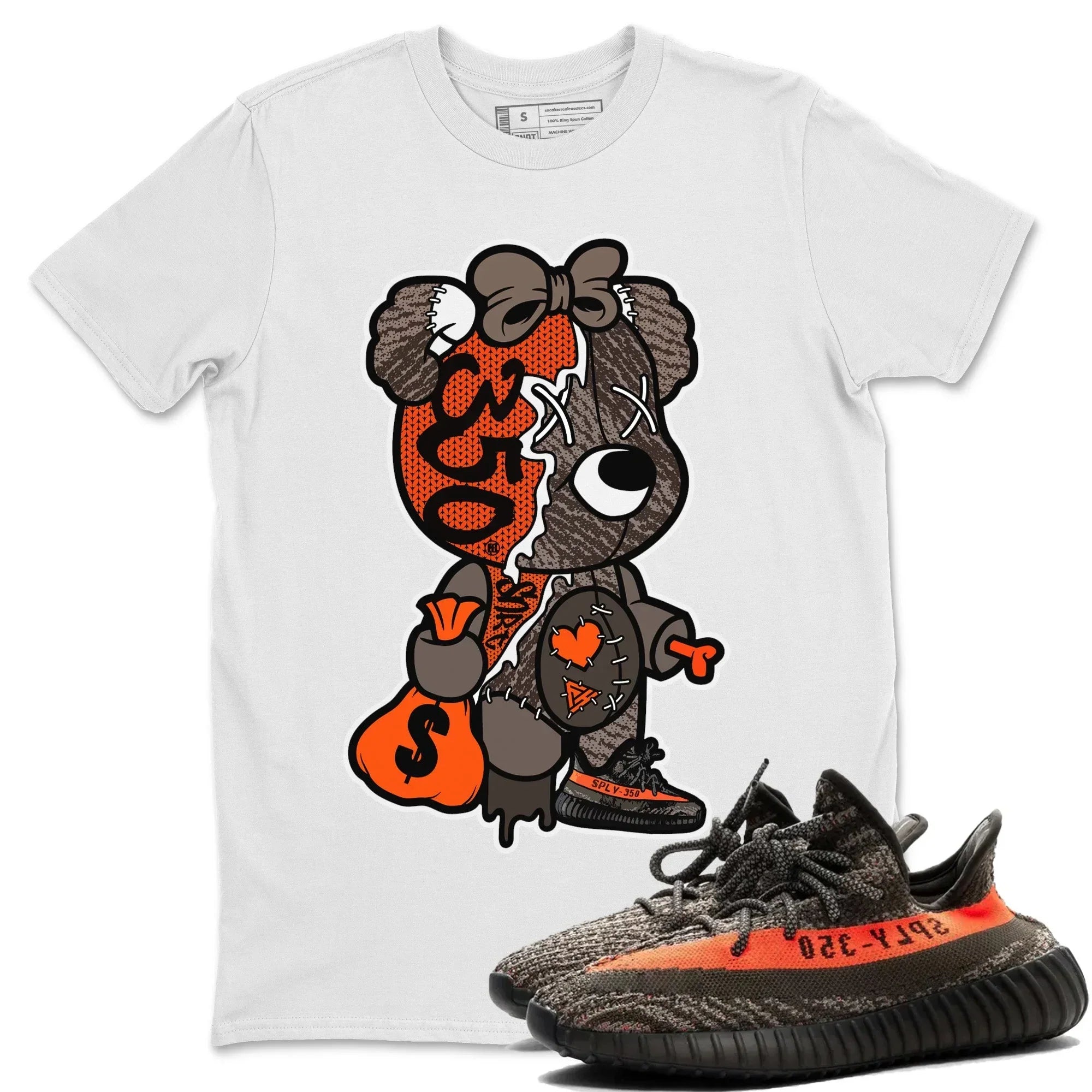 Stitched Hustle Bear Unisex Tops - Yeezy 350 Carbon Beluga