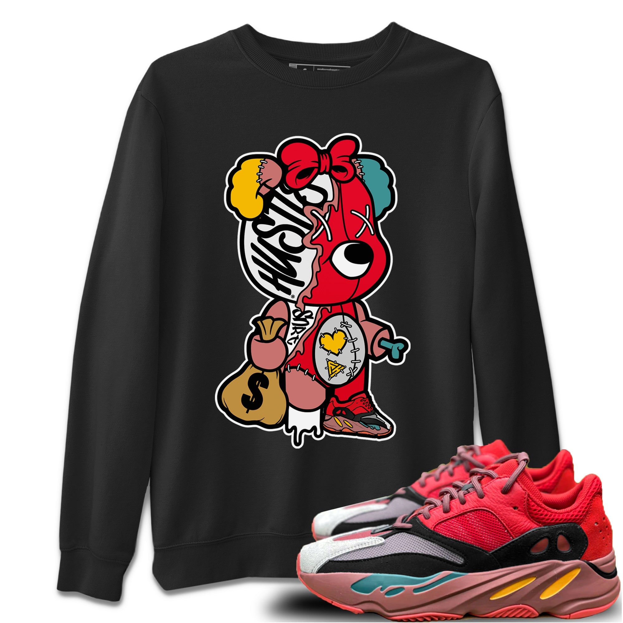 Stitched Hustle Bear Unisex Tops - Yeezy 700 Hi-Res Red