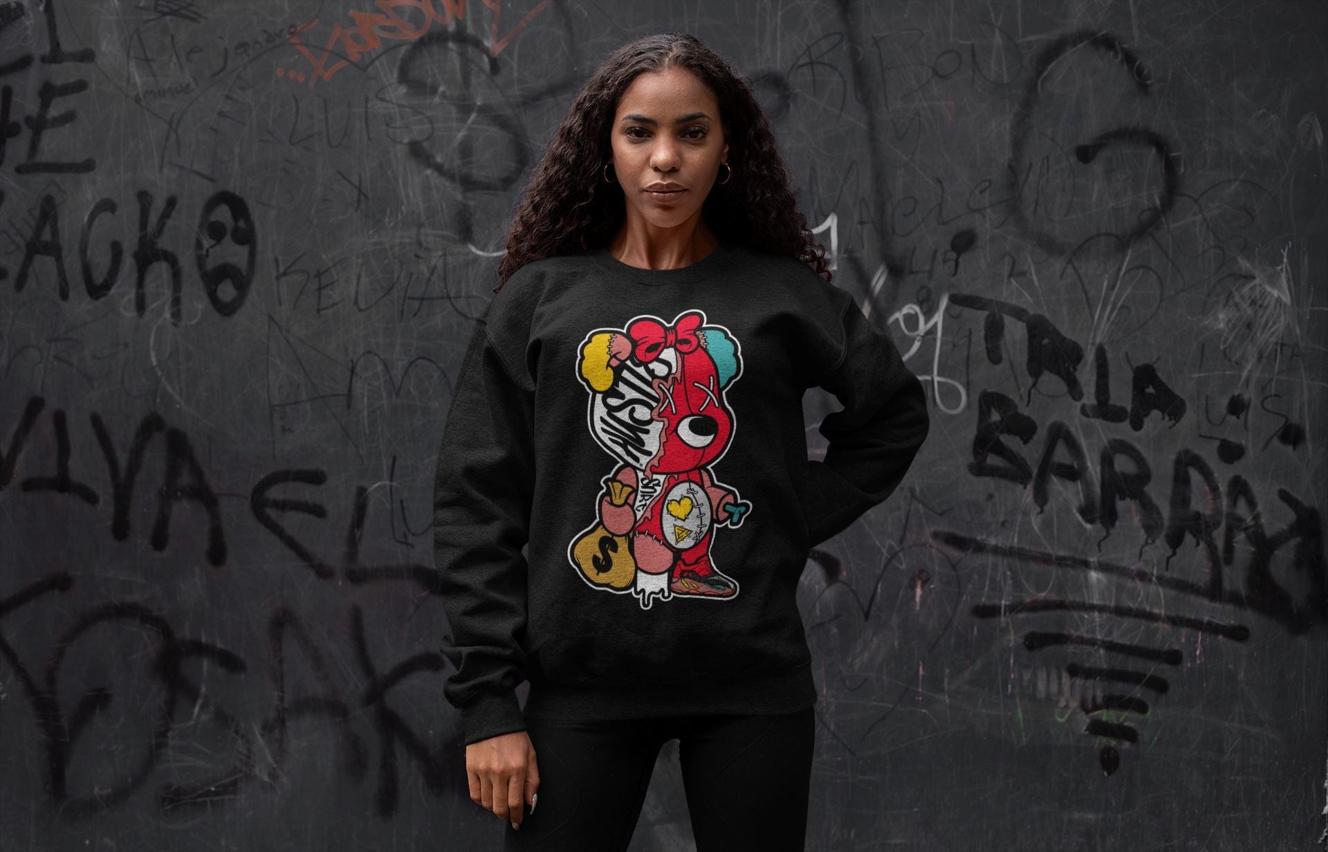 Stitched Hustle Bear Unisex Tops - Yeezy 700 Hi-Res Red