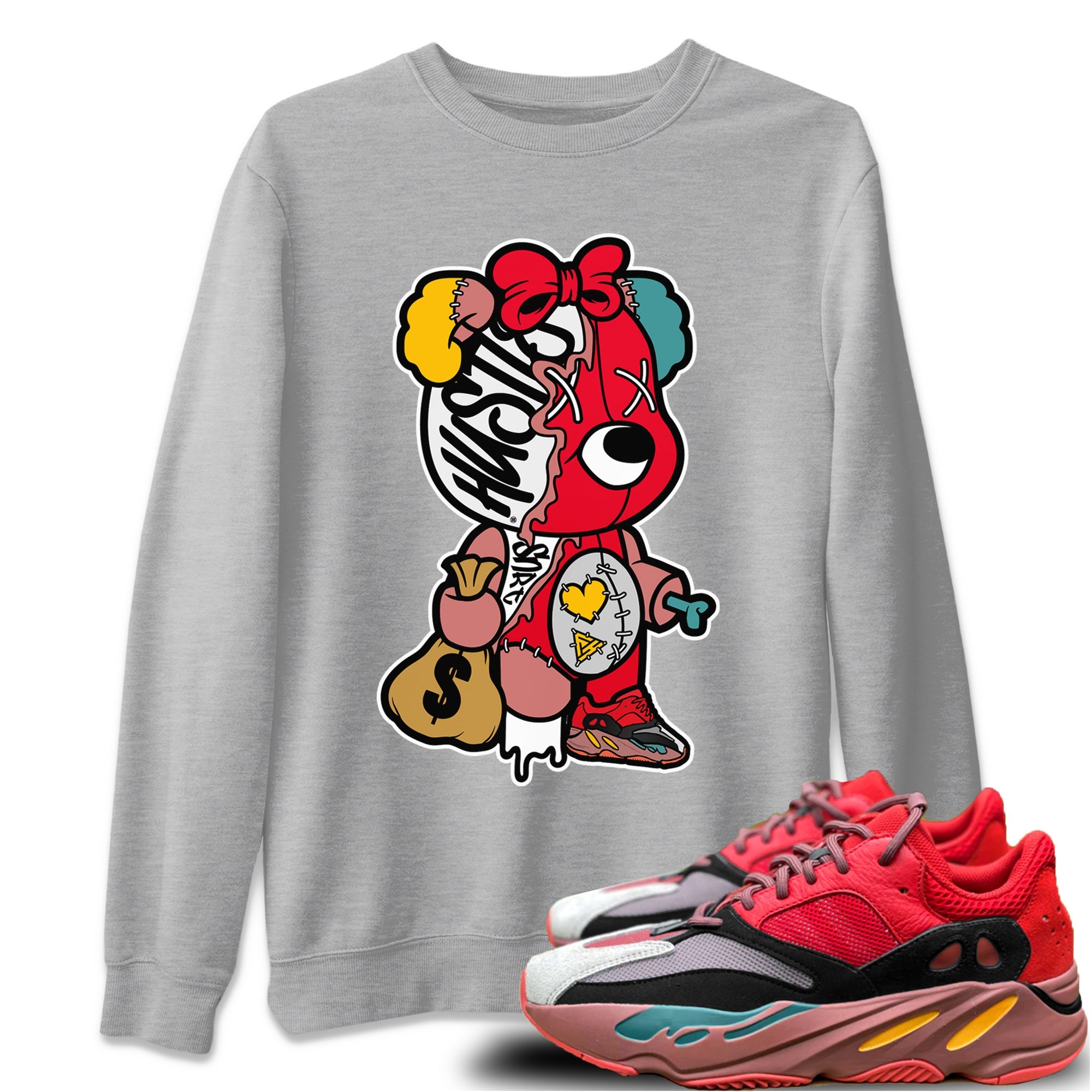 Stitched Hustle Bear Unisex Tops - Yeezy 700 Hi-Res Red