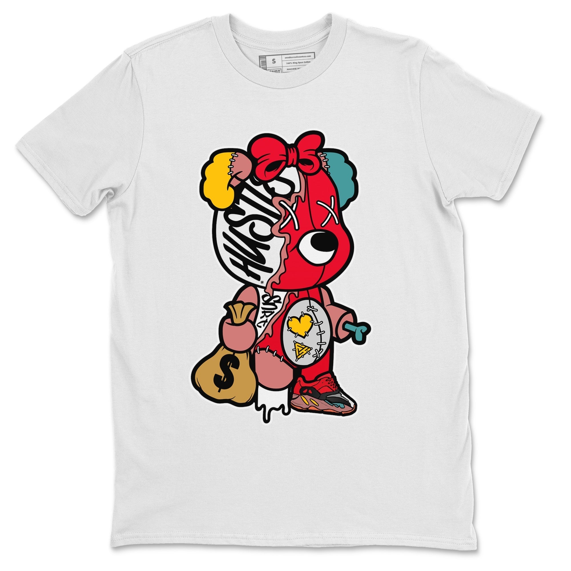 Stitched Hustle Bear Unisex Tops - Yeezy 700 Hi-Res Red