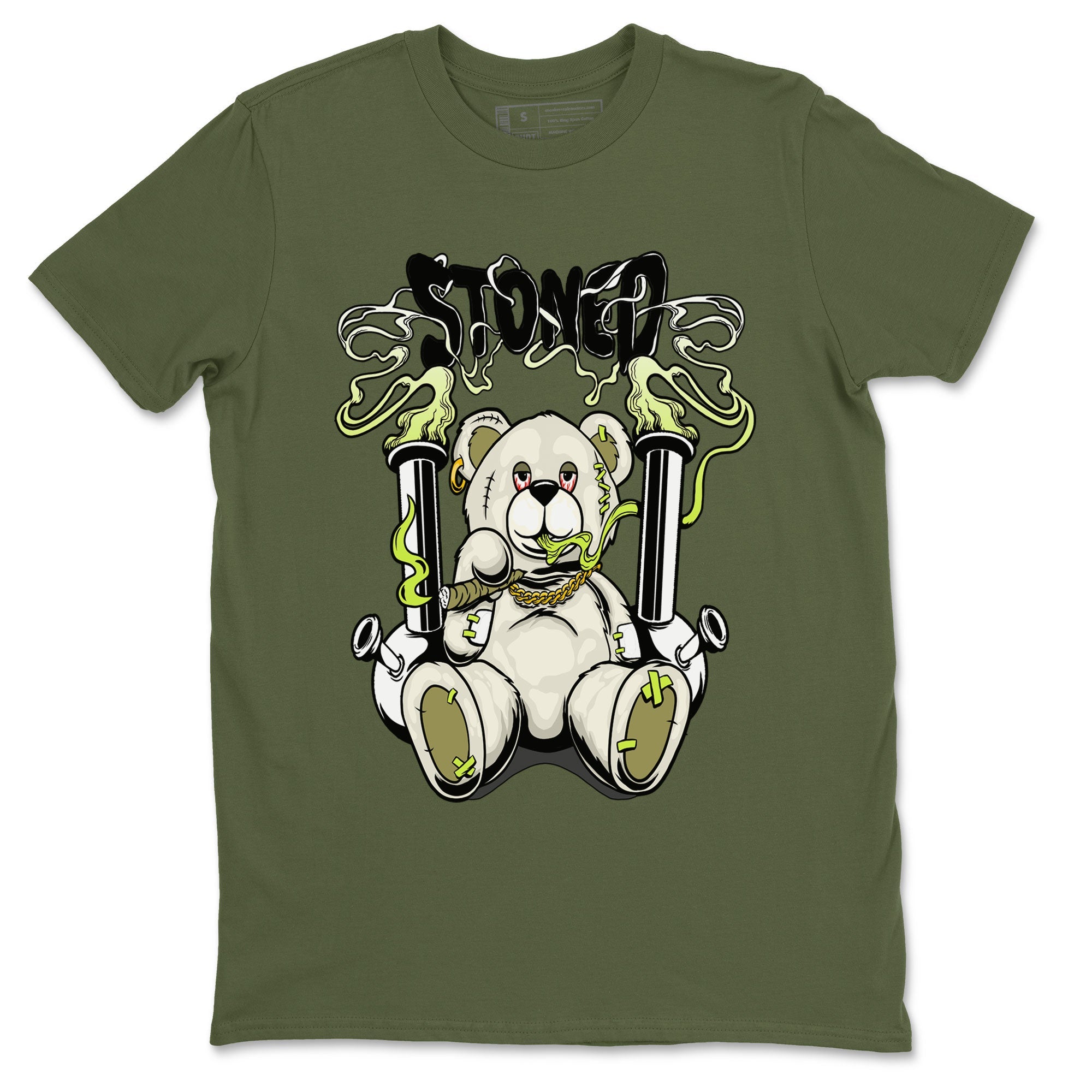 Stoned Bear snkmatch Tee - Air Jordan 1 Travis Scott Golf Olive