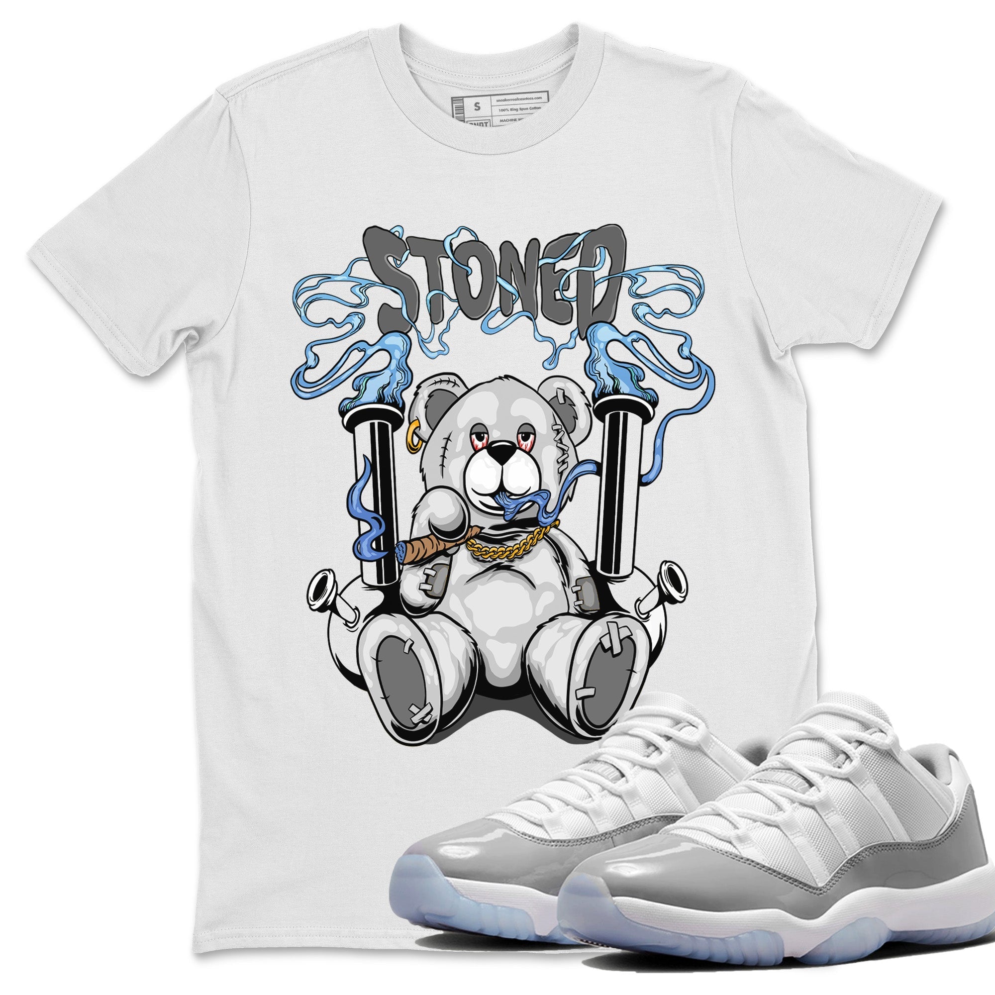 Stoned Bear Unisex Tops - Air Jordan 11 White Cement