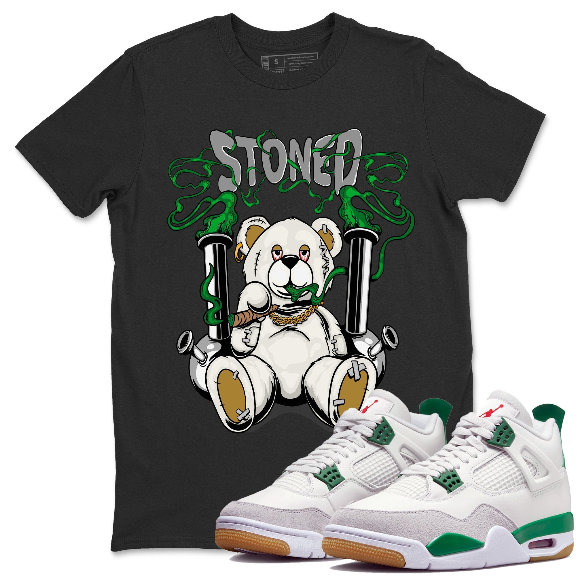 Stoned Bear Unisex Tops - Air Jordan 4 Pine Green