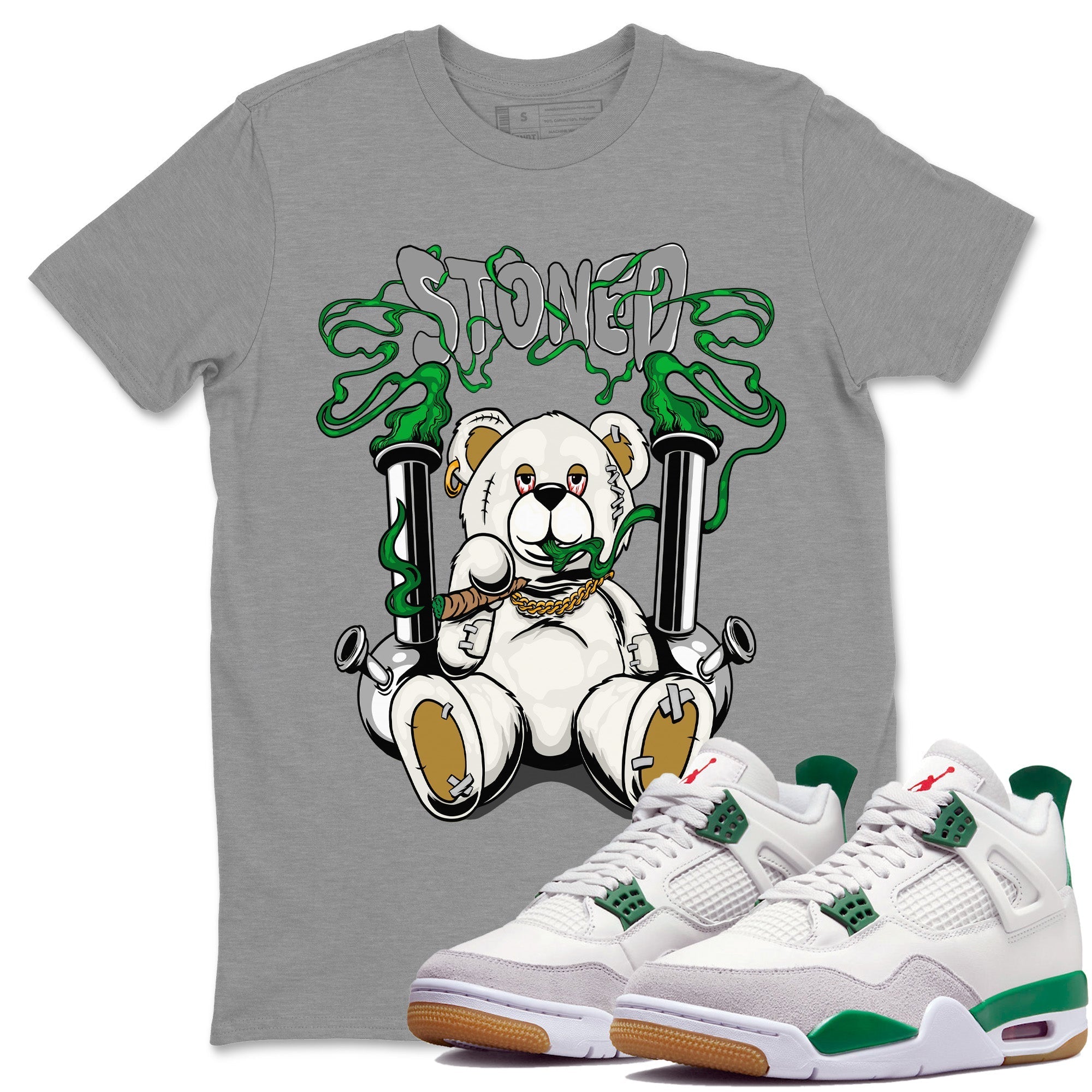 Stoned Bear Unisex Tops - Air Jordan 4 Pine Green