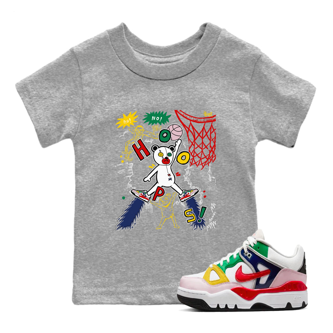 Stop The Bear snkmatch Tees Kids - Air Force 3 Blue Void and Tour Yellow