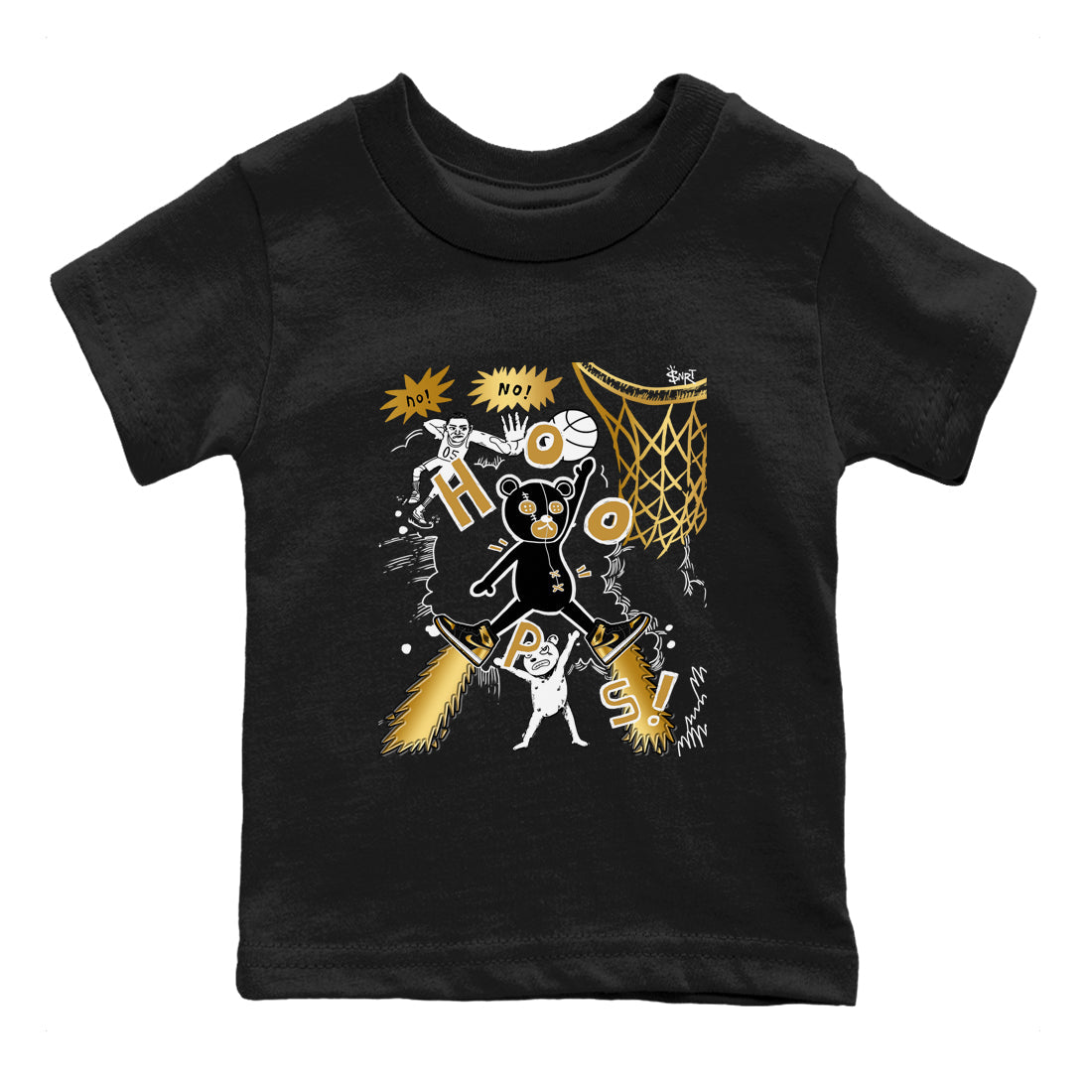 Stop The Bear snkmatch Tees Kids - Air Jordan 1 Black Metallic Gold