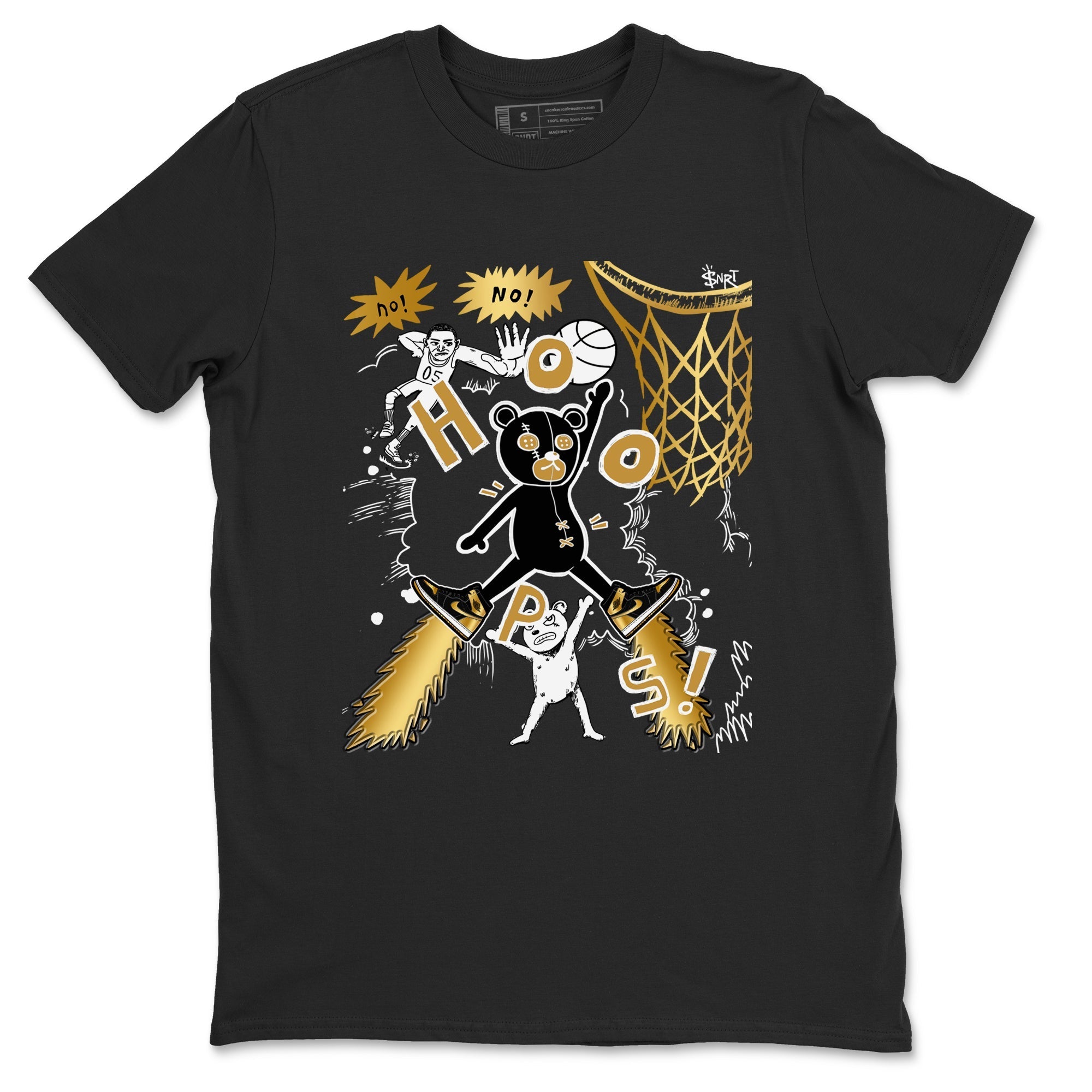 Stop The Bear snkmatch Tees - Air Jordan 1 Black Metallic Gold