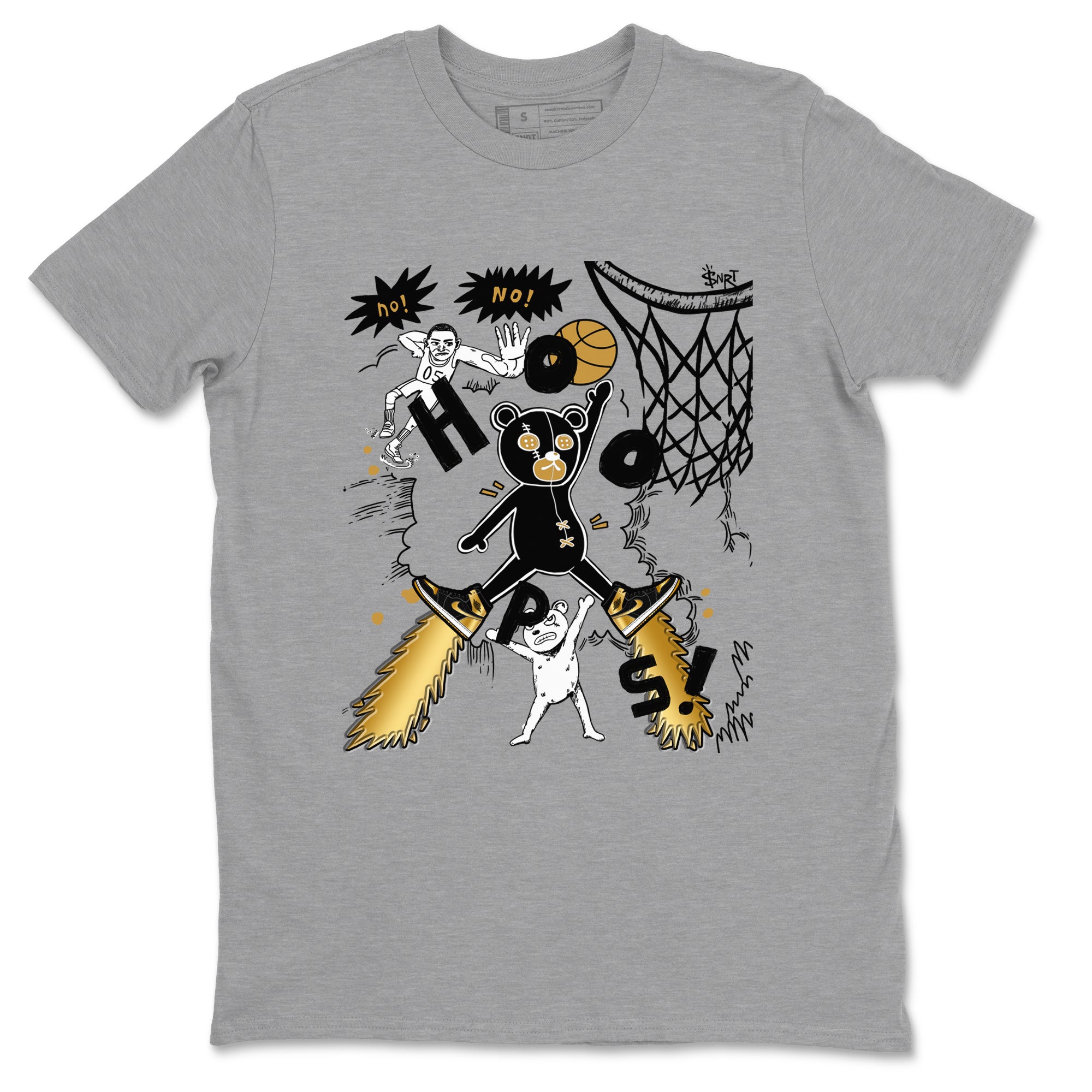 Stop The Bear snkmatch Tees - Air Jordan 1 Black Metallic Gold