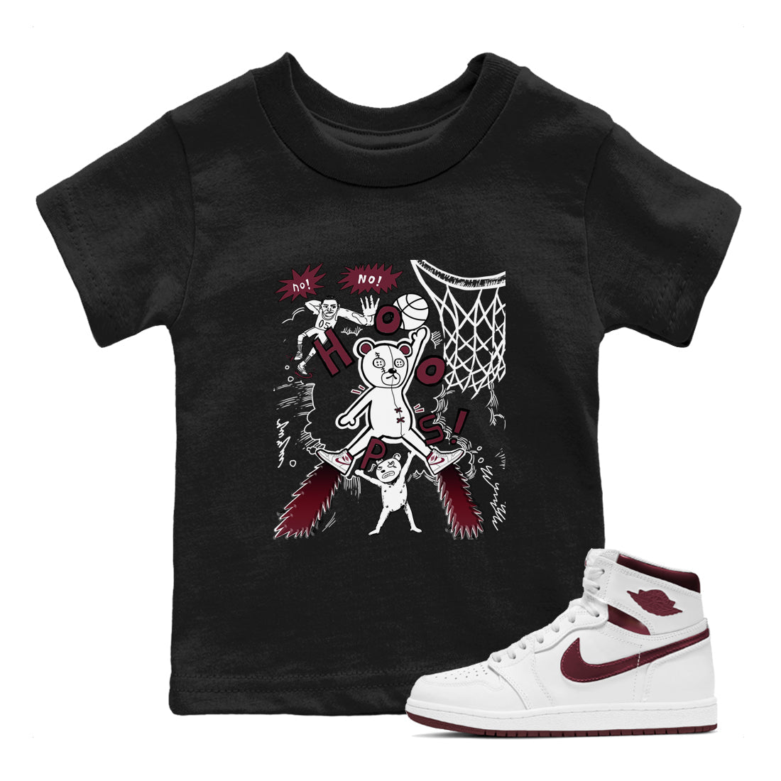 Stop The Bear snkmatch Tees Kids - Air Jordan 1 Metallic Burgundy
