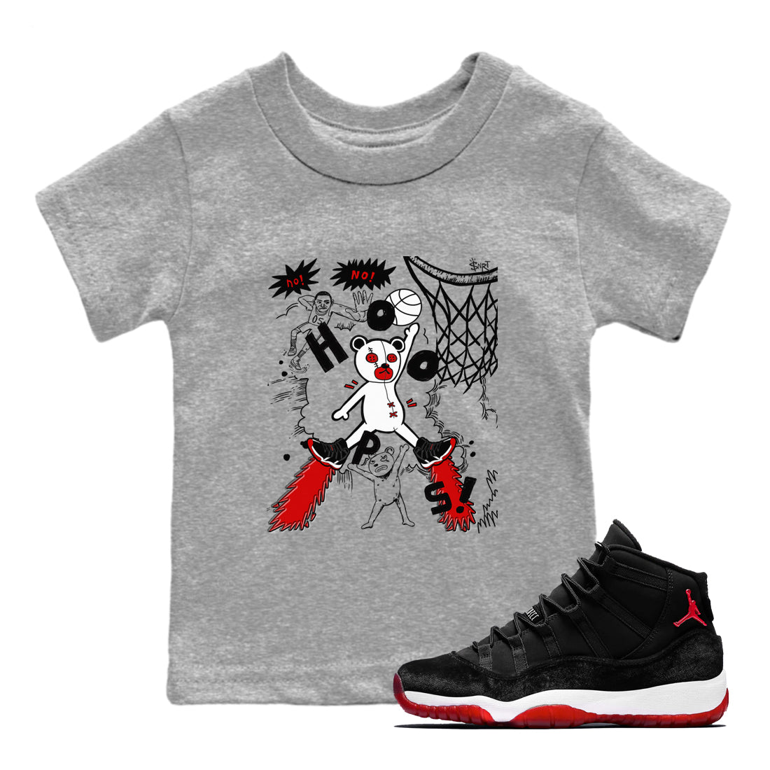 Stop The Bear snkmatch Tees Kids - Air Jordan 11 Bred Velvet