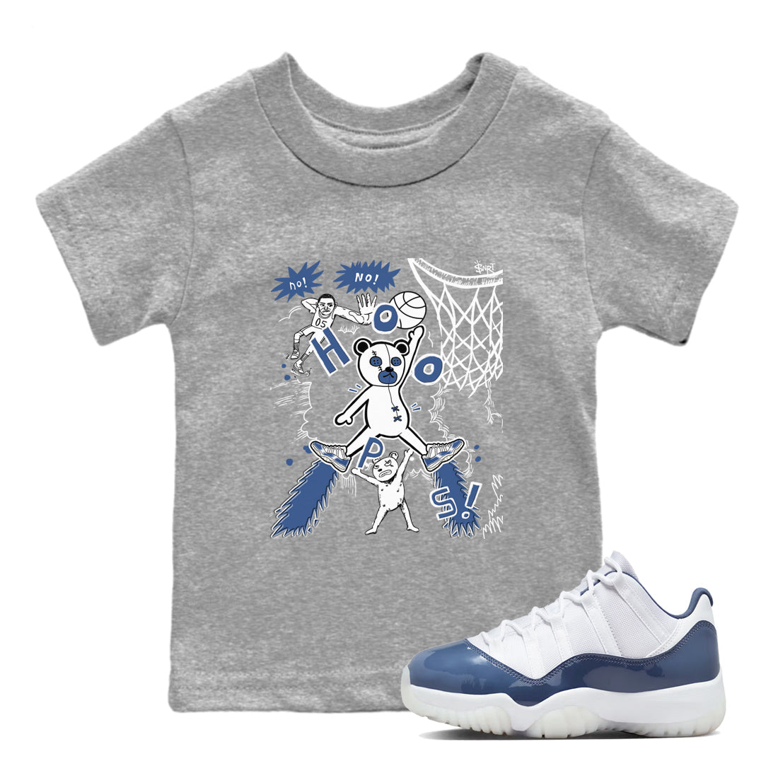 Stop The Bear snkmatch Tees Kids - Air Jordan 11 Diffused Blue