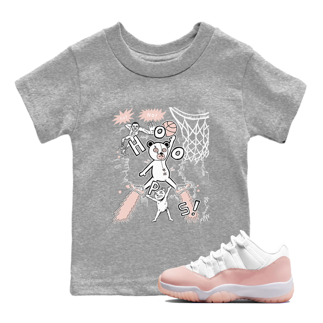 Stop The Bear snkmatch Tees Kids - Air Jordan 11 Legend Pink