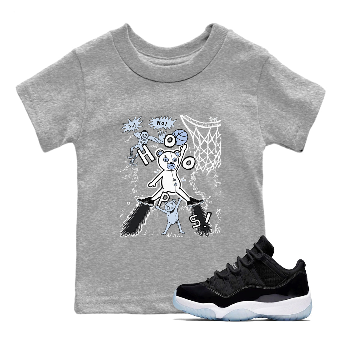 Stop The Bear snkmatch Tees Kids - Air Jordan 11 Black and Varsity Royal