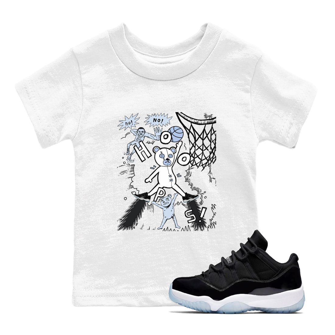 Stop The Bear snkmatch Tees Kids - Air Jordan 11 Black and Varsity Royal