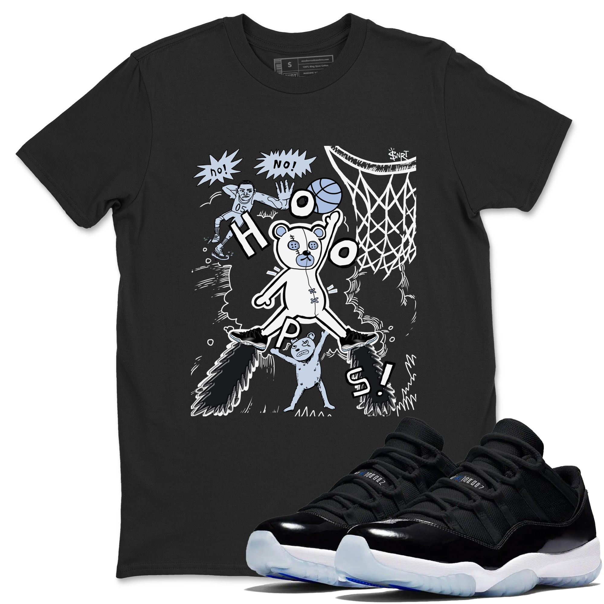 Stop The Bear snkmatch Tees - Air Jordan 11 Black and Varsity Royal