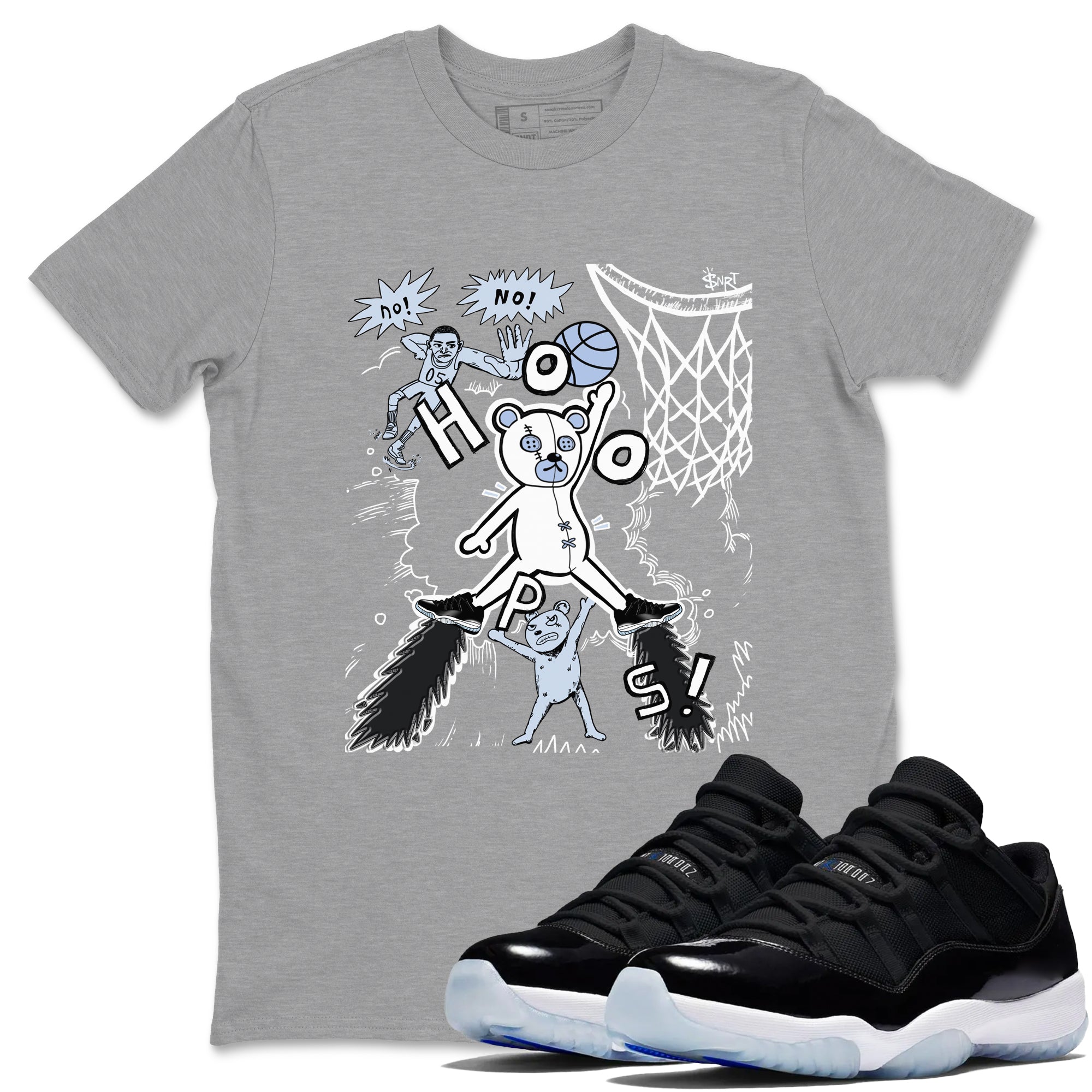 Stop The Bear snkmatch Tees - Air Jordan 11 Black and Varsity Royal