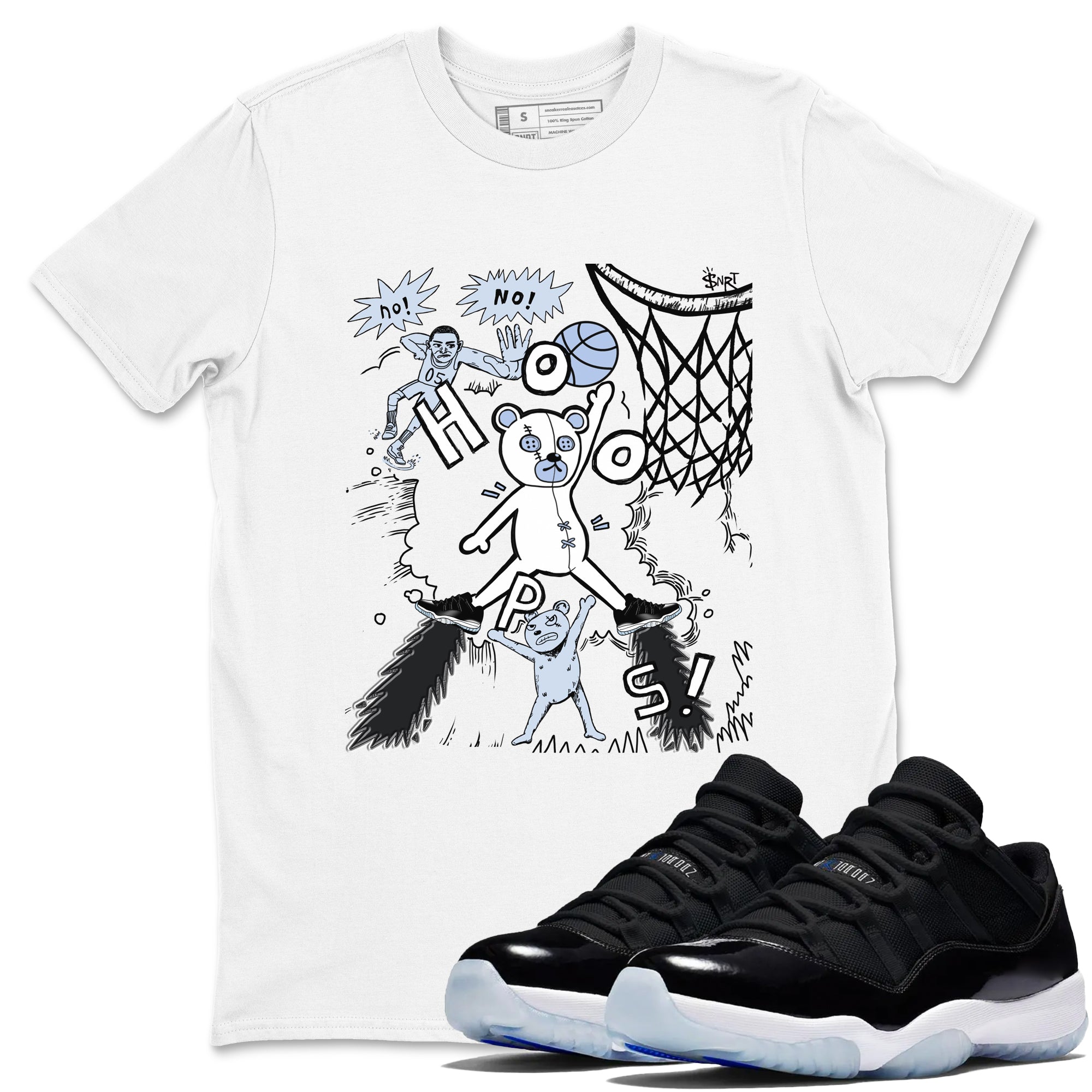 Stop The Bear snkmatch Tees - Air Jordan 11 Black and Varsity Royal