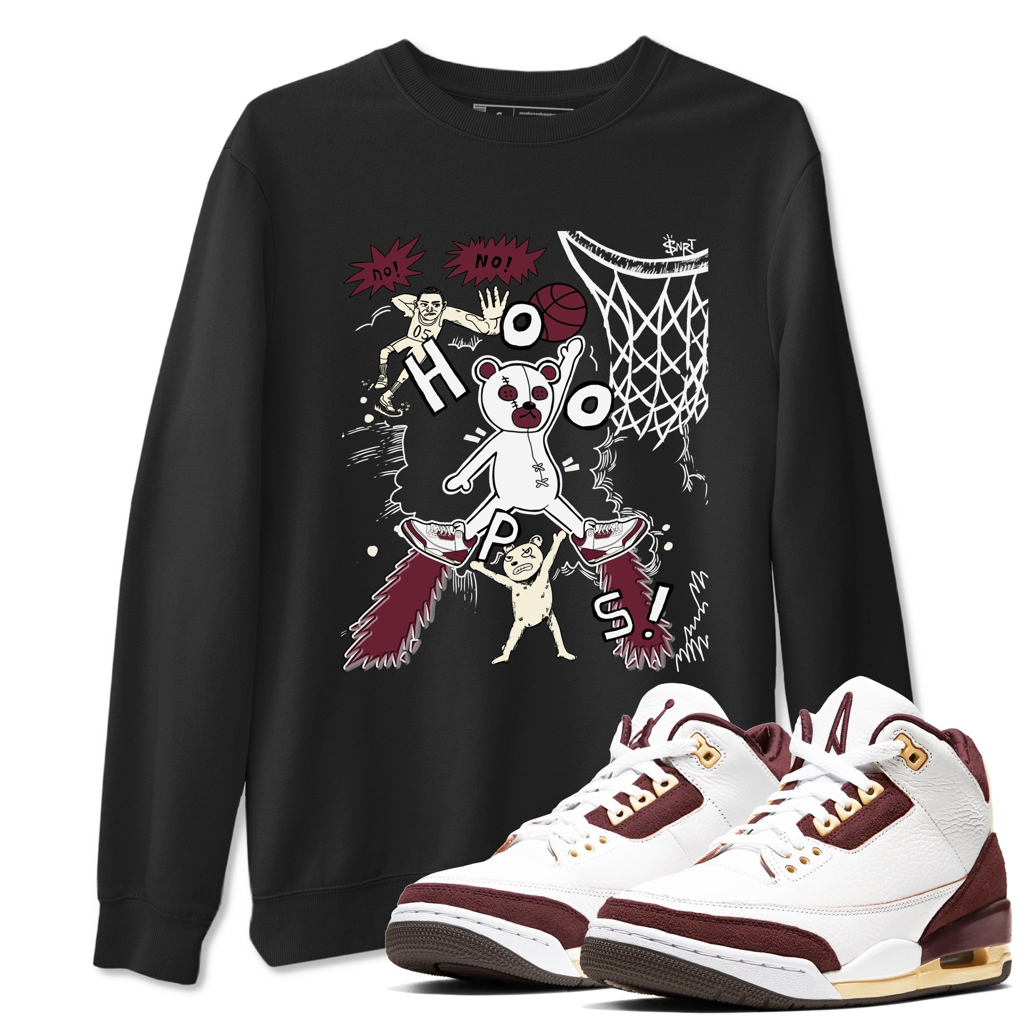 Stop The Bear snkmatch Tees - Air Jordan 3 A Ma Maniere x Burgundy Crush