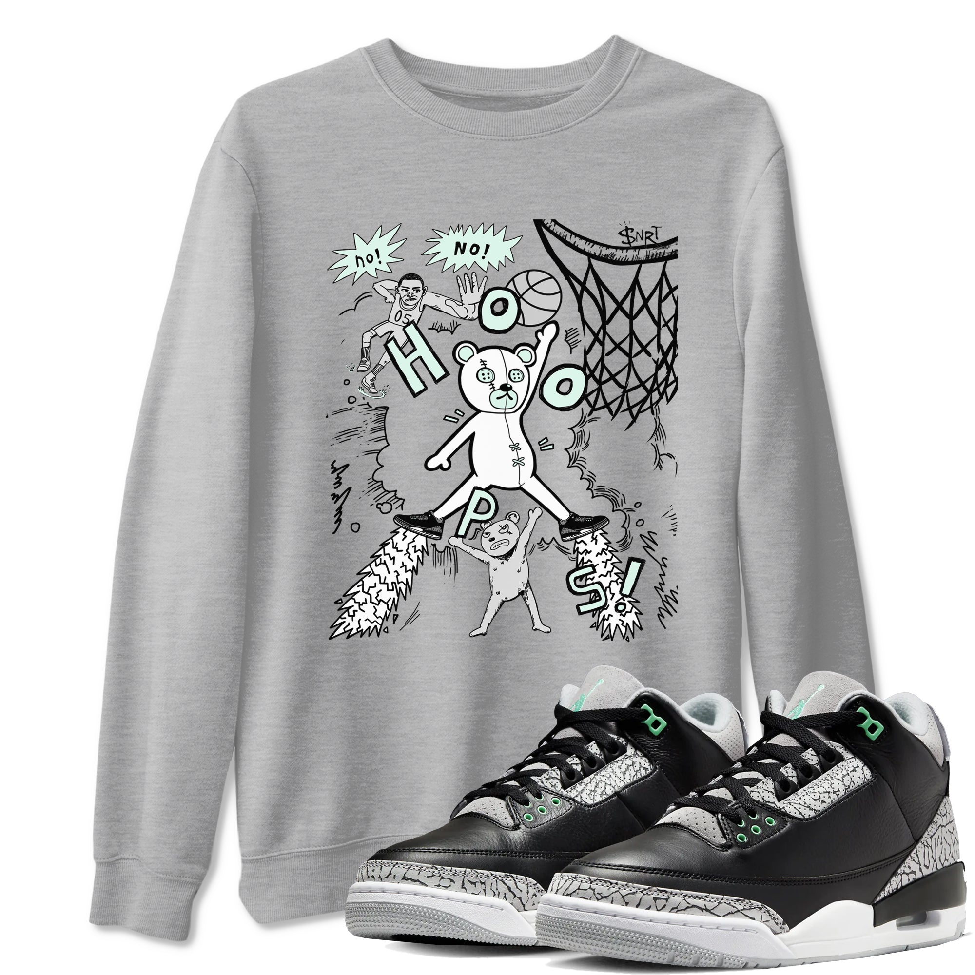 Stop The Bear snkmatch Tees - Air Jordan 3 Green Glow