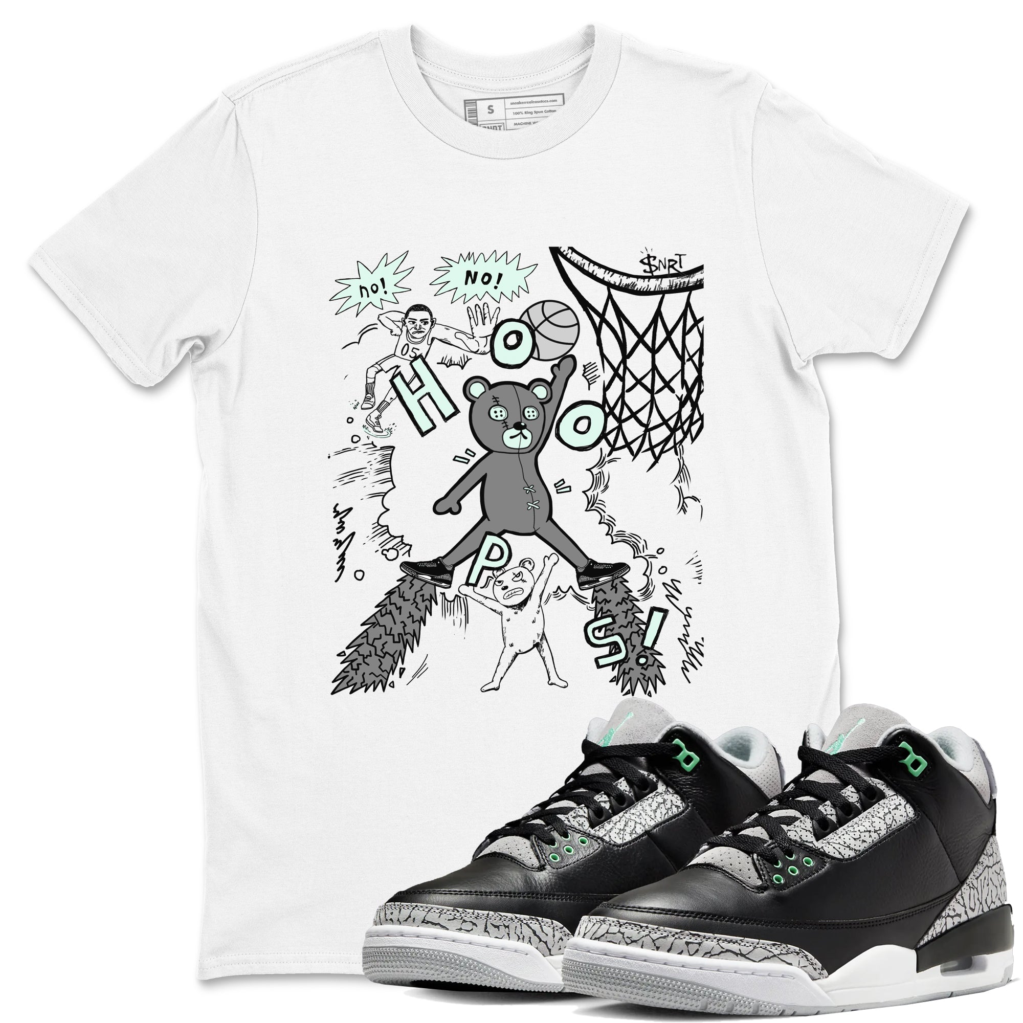 Stop The Bear snkmatch Tees - Air Jordan 3 Green Glow