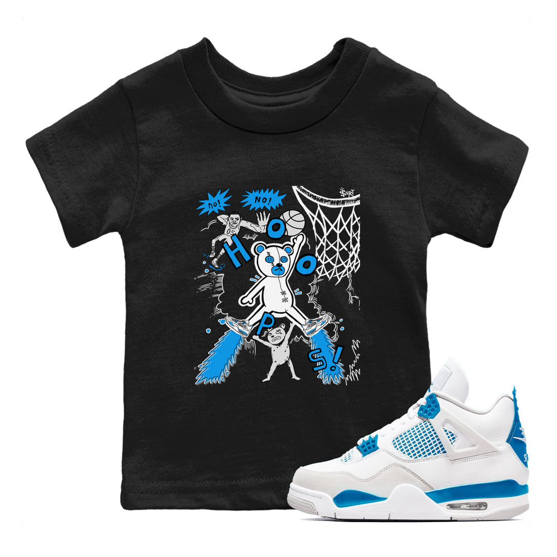 Stop The Bear snkmatch Tees Kids - Air Jordan 4 Military Blue