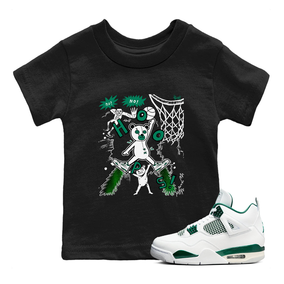 Stop The Bear snkmatch Tees Kids - Air Jordan 4 Oxidized Green